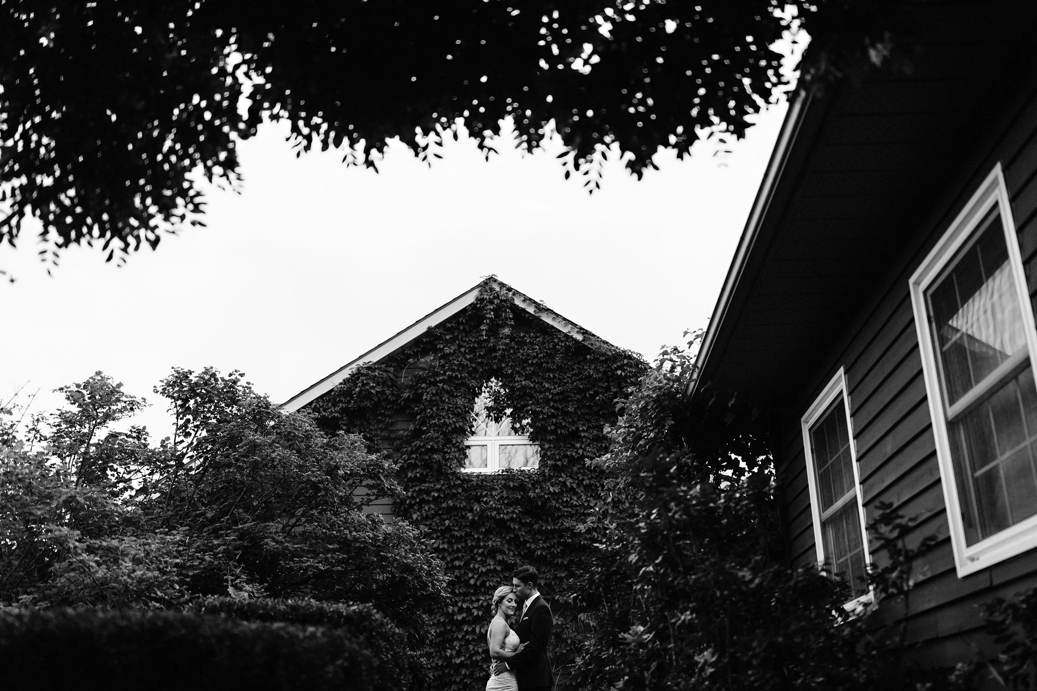 Bride and groom portraits in the magical garden at Coffin Ridge