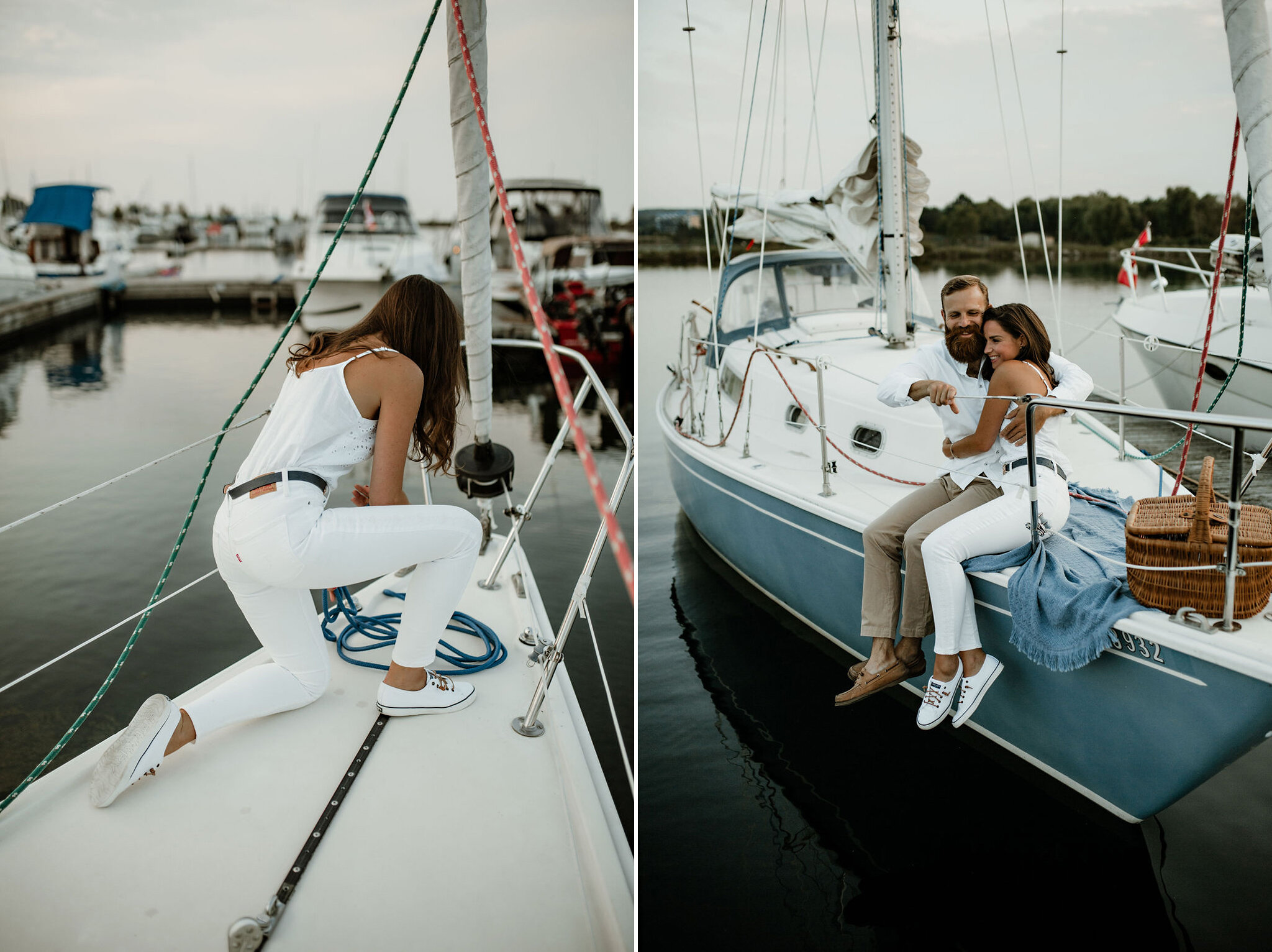 Owen Sound Harbour sailboat engagement session