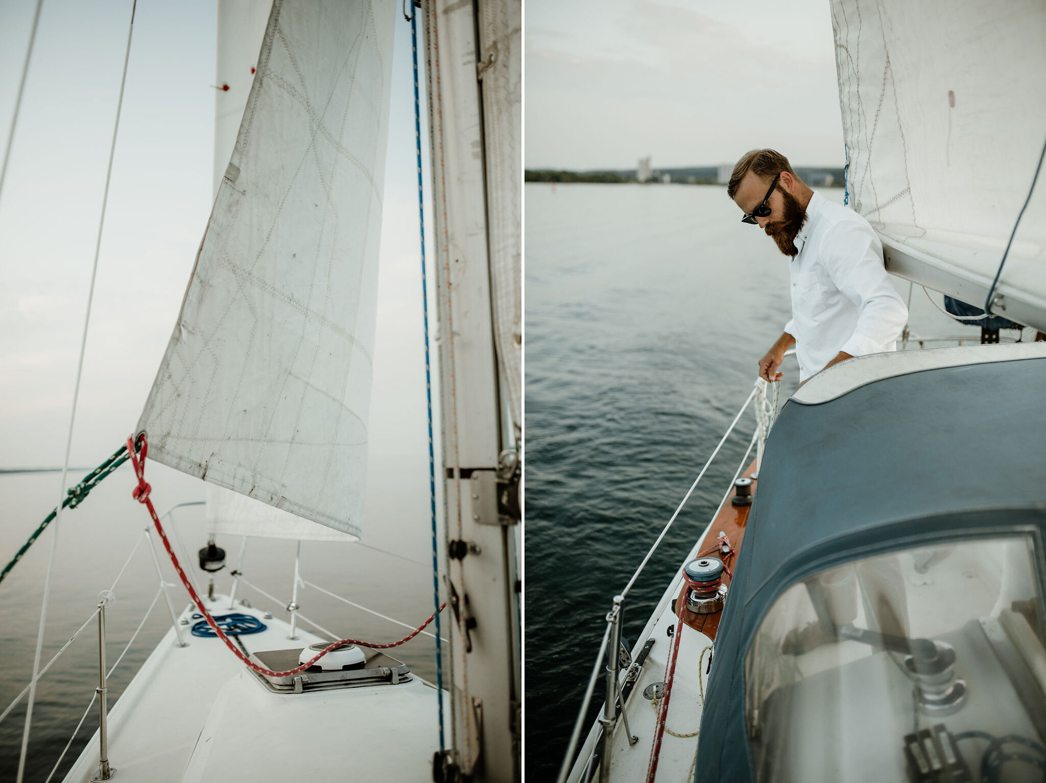 Owen Sound Harbour sailboat engagement session
