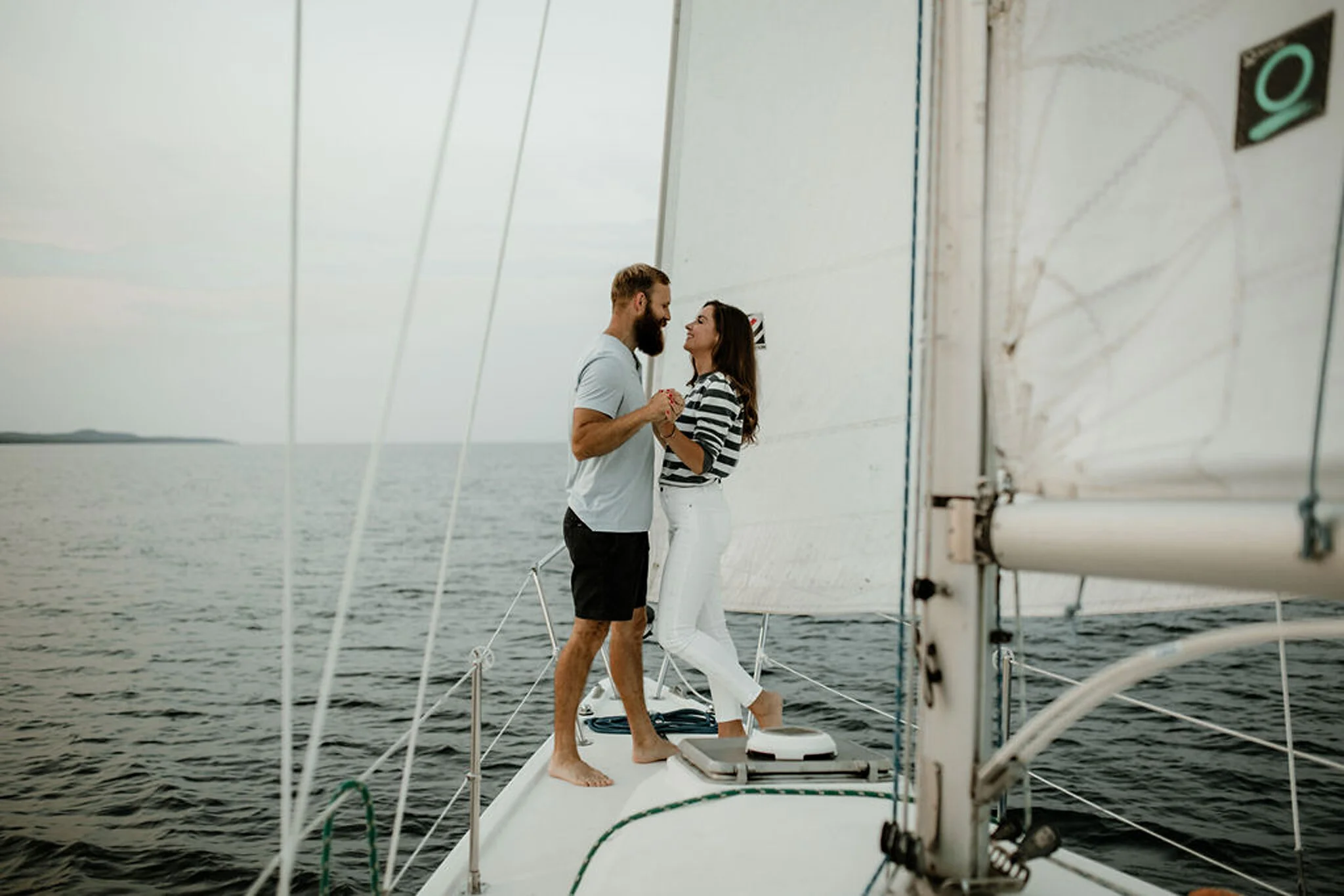 Owen Sound Harbour sailboat engagement session