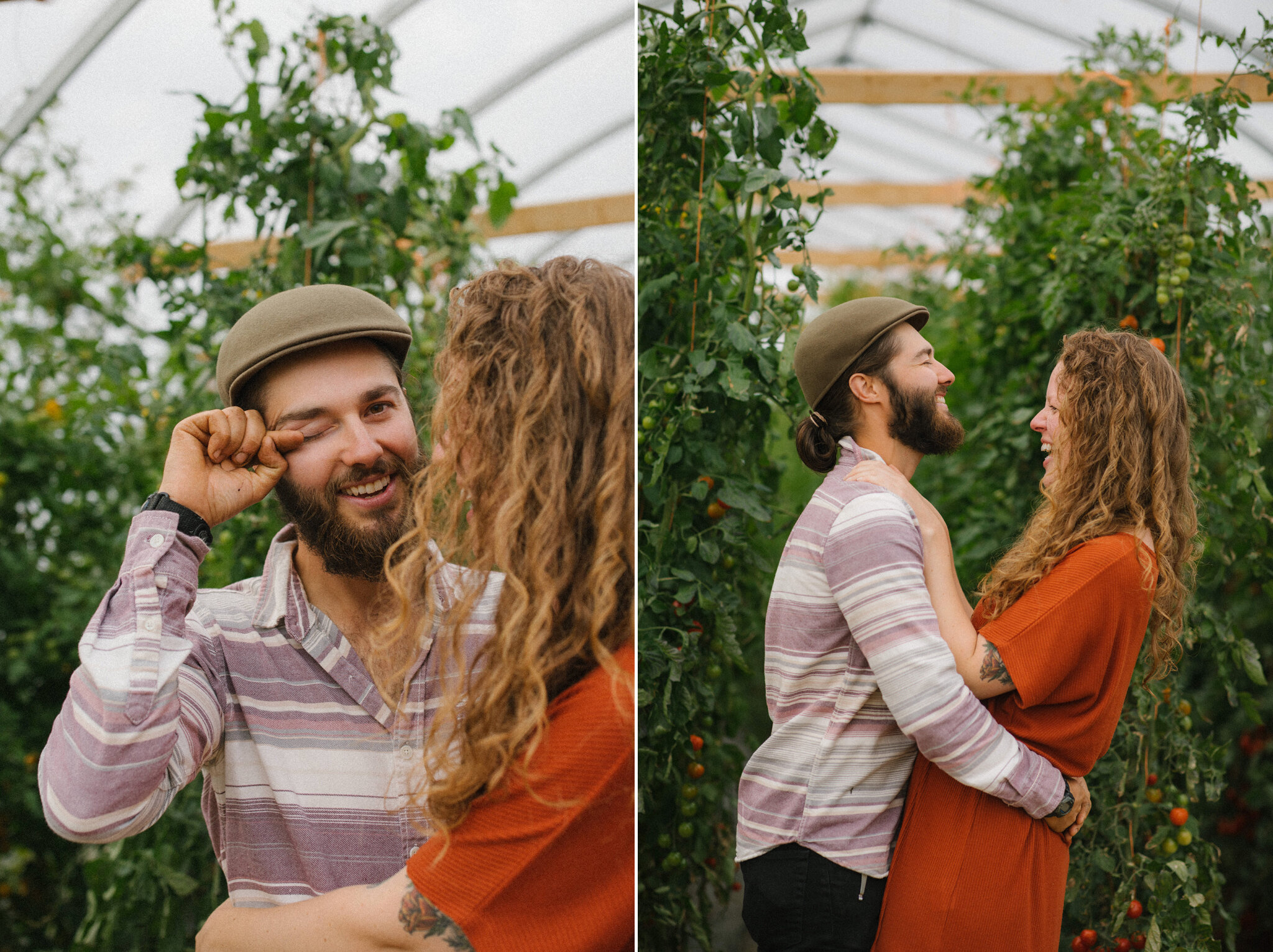 Emotional after surprise proposal at Harvest Moon Farm in Meafor