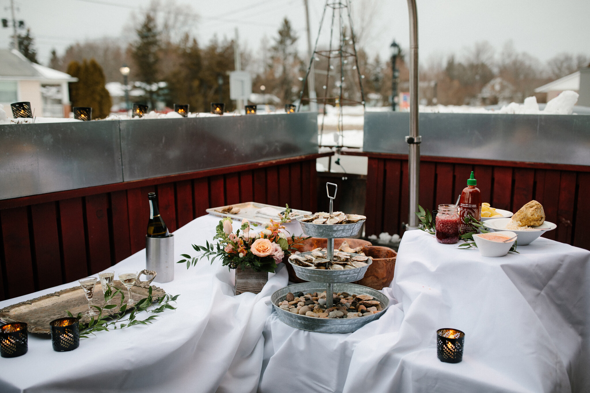 Oyster bar at Bruce Wine Bar for winter wedding in Thornbury