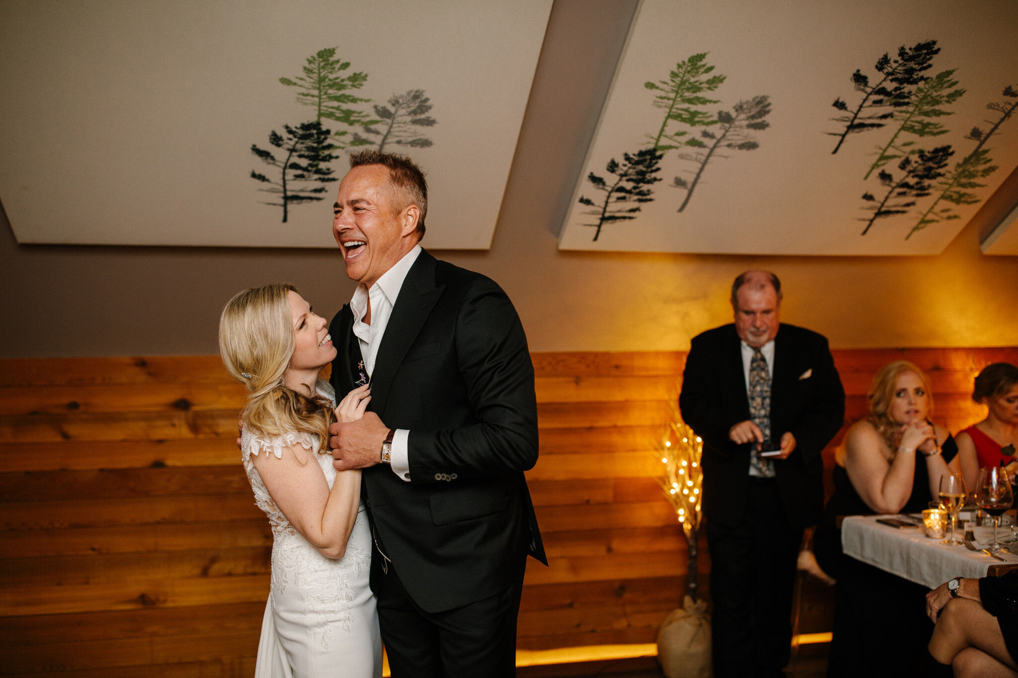 first dance at Bruce Wine Bar during intimate winter wedding