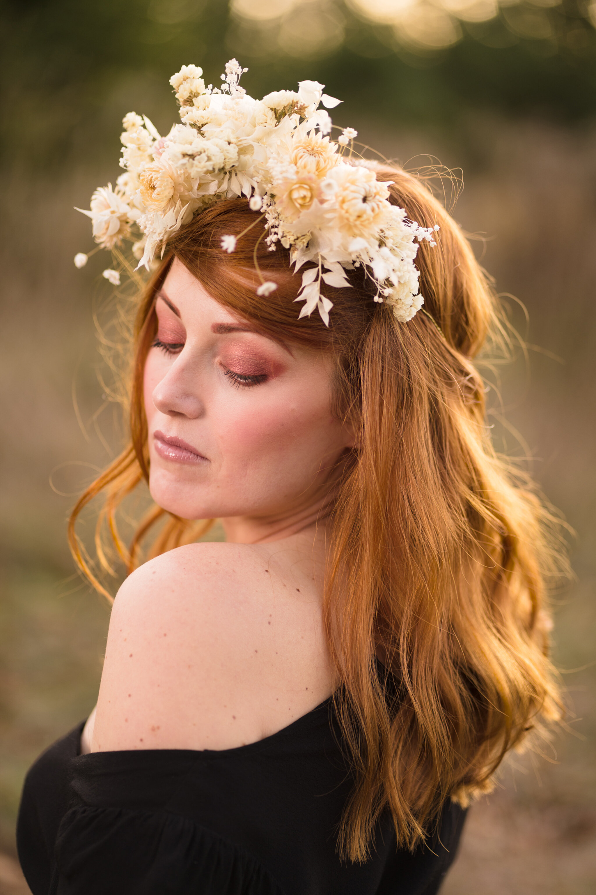 Georgian Bay creative portrait session with flower crown