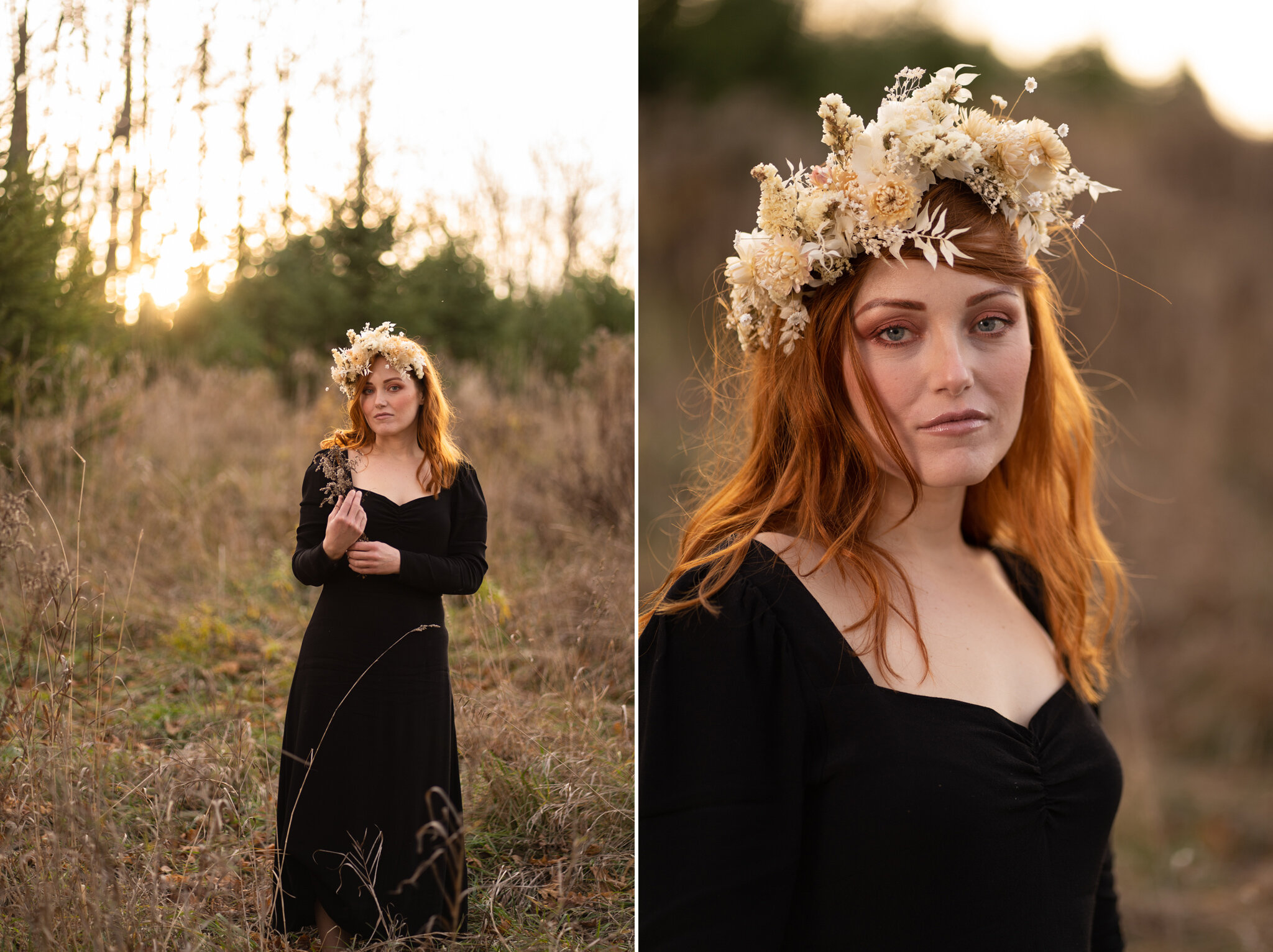 Georgian Bay creative portrait session with flower crown