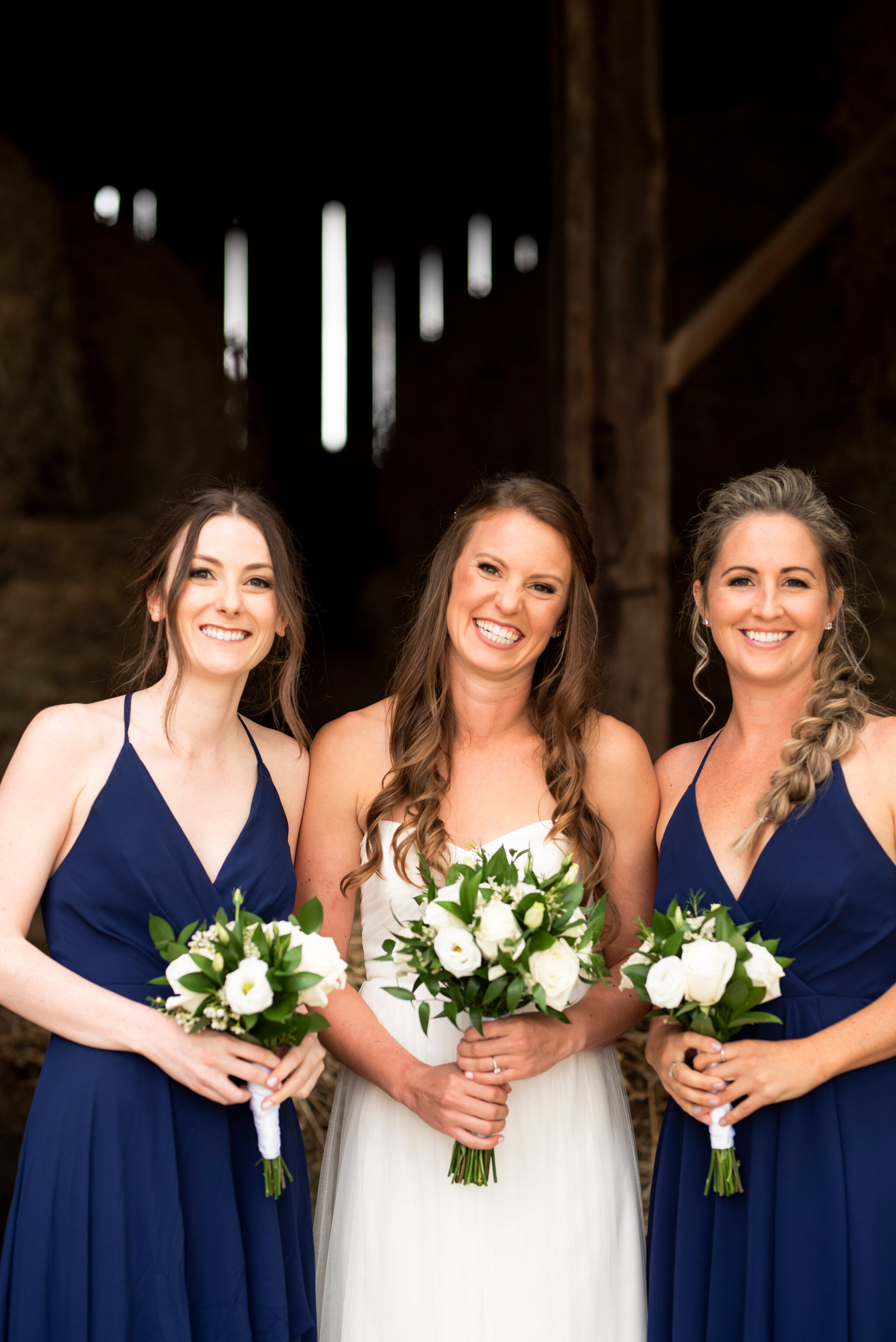 Bridal party portrait in barn for south georgian bay wedding