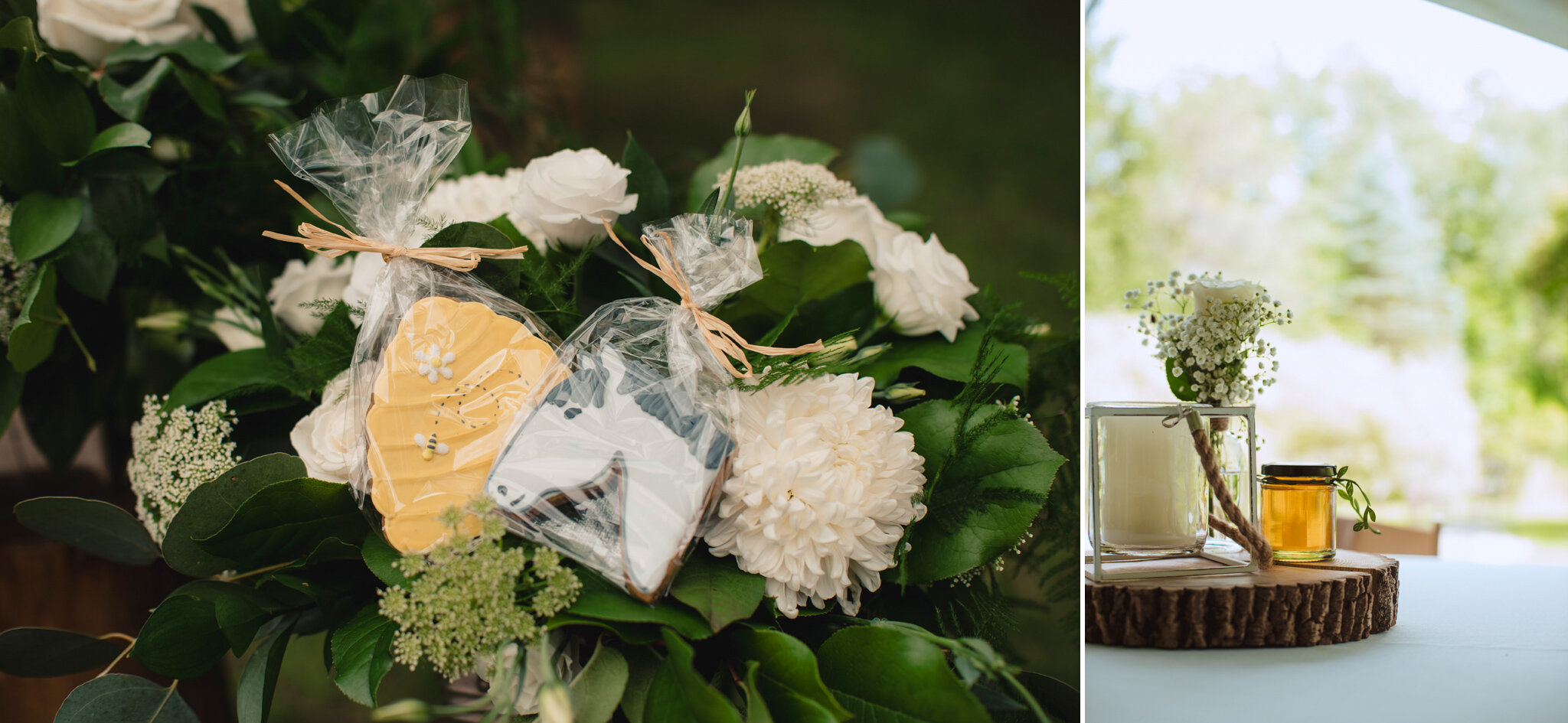 Honey and bee themed wedding favours