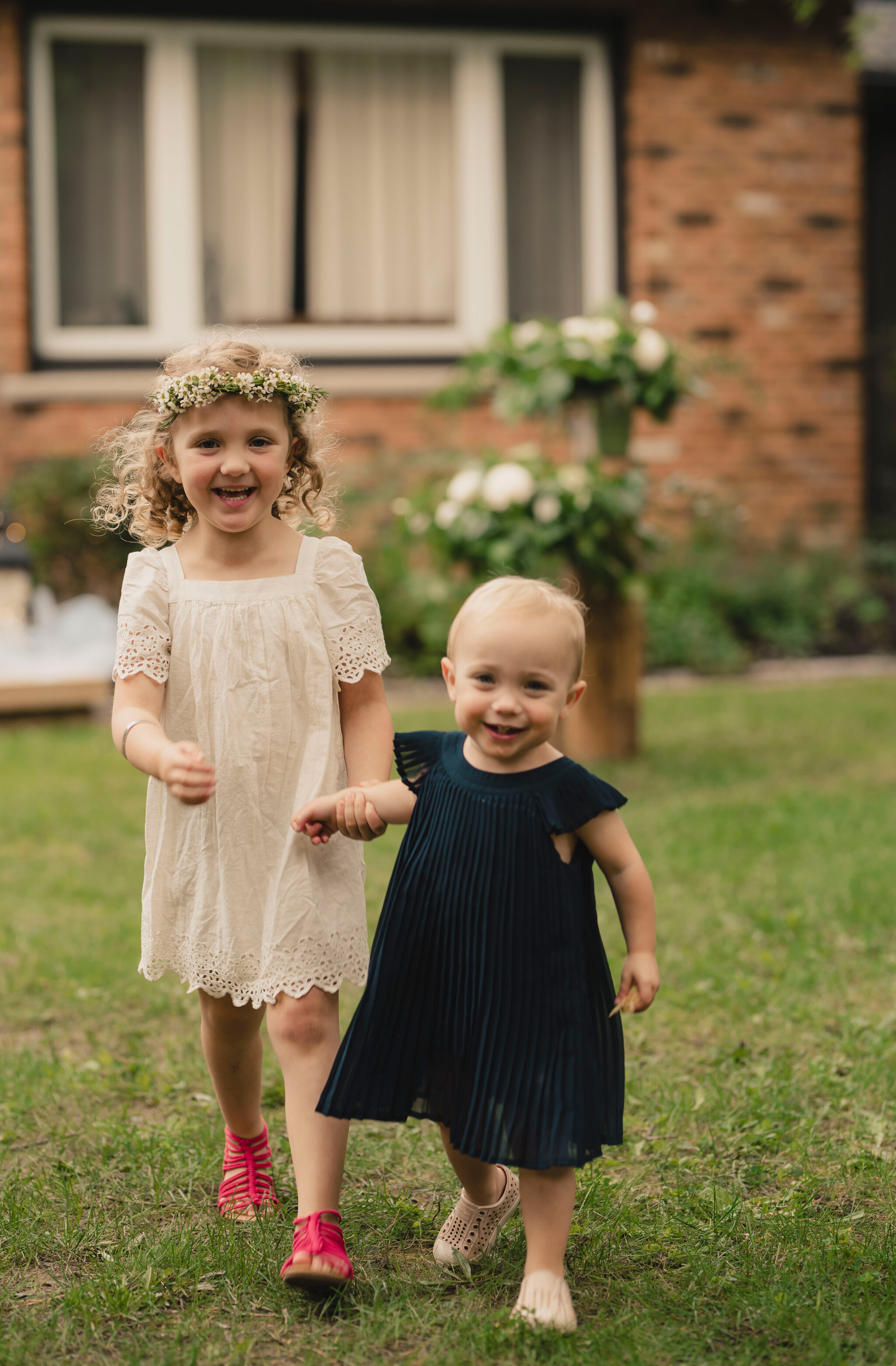 flower girls lead wedding ceremony in backyard in south georgian