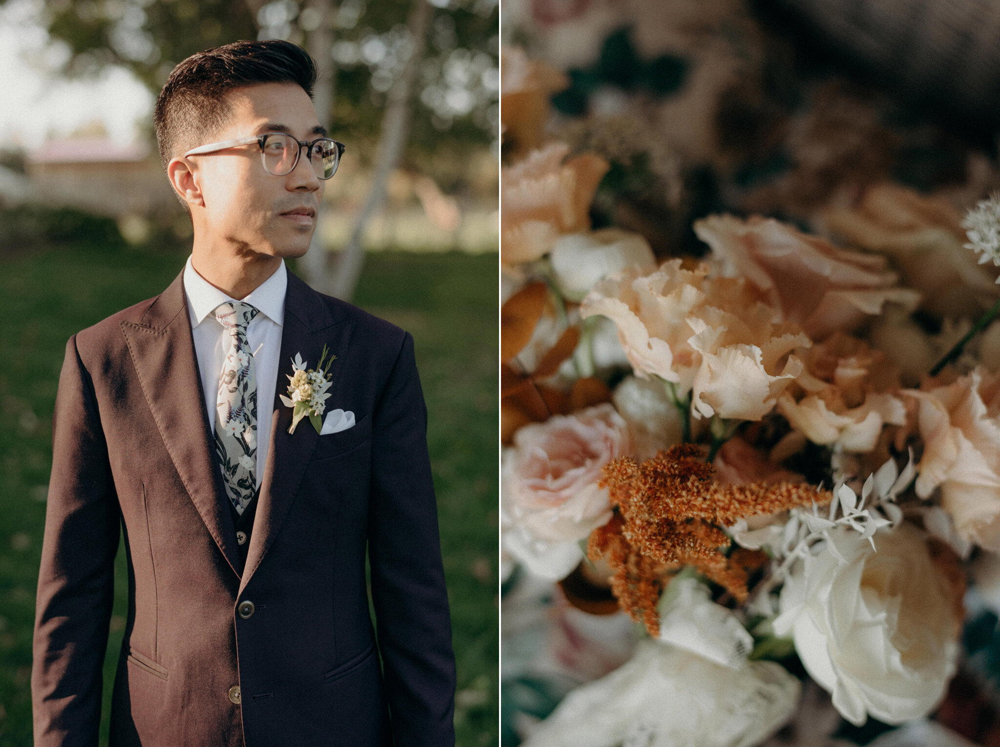 meaford wedding groom with floral tie flowers by Euclid Design C