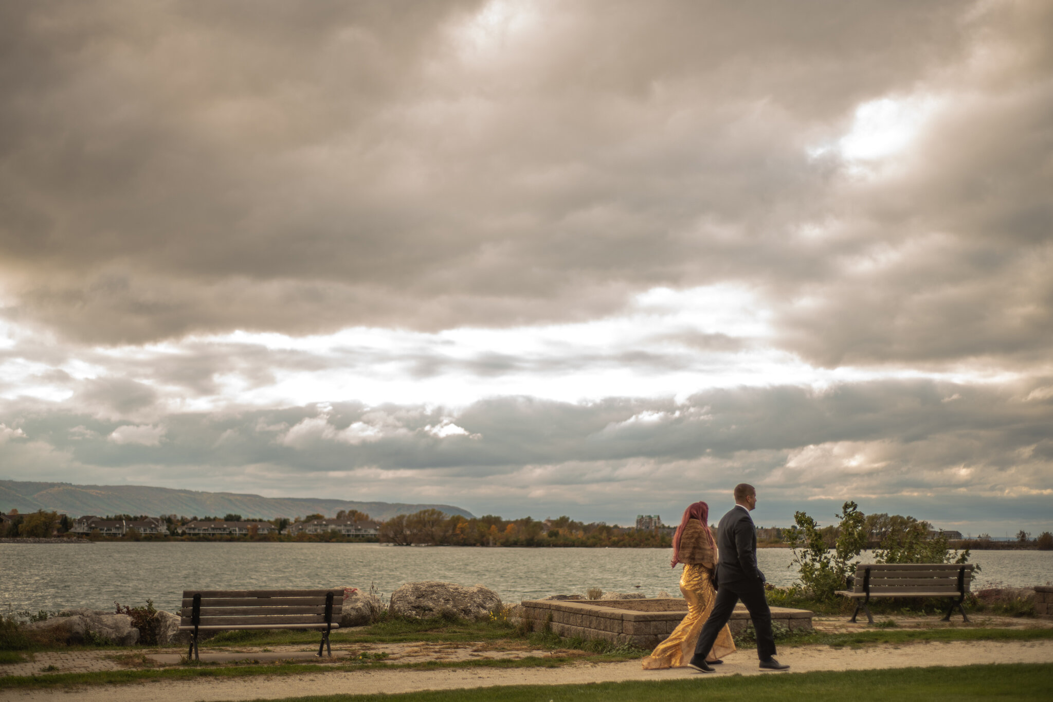 Modern Collingwood Elopement with Golden Sequence Dress at sunse