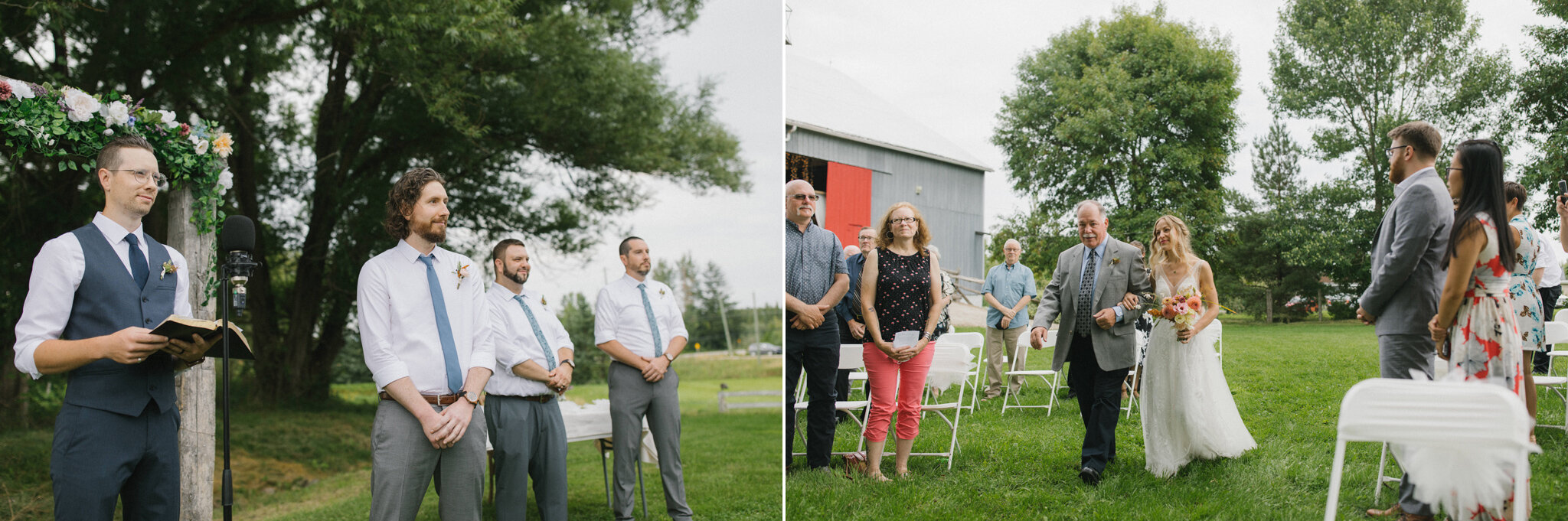 Walking down aisle outdoor wedding ceremony Meaford