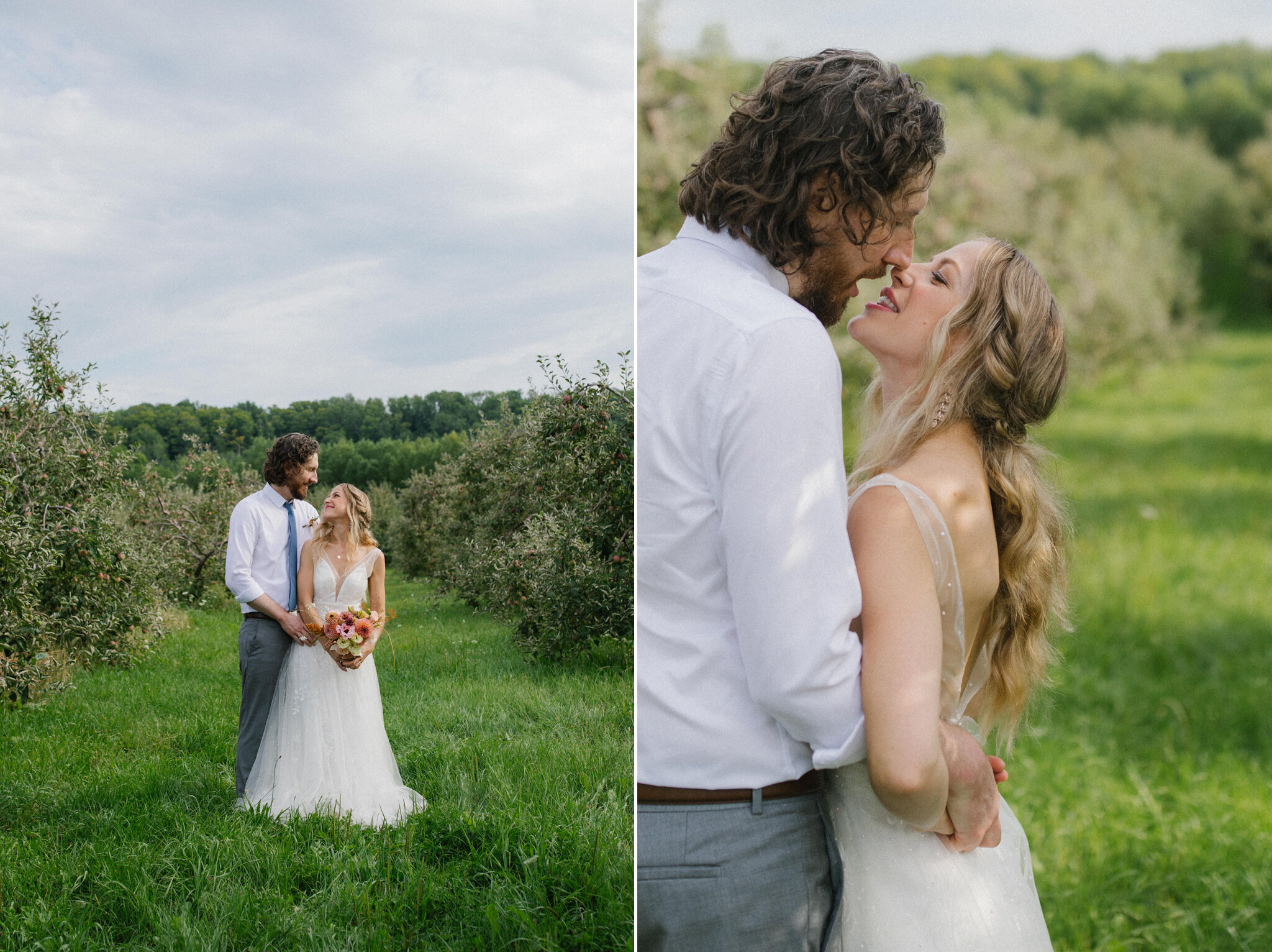 beautiful romantic boho couple meaford orchard wedding