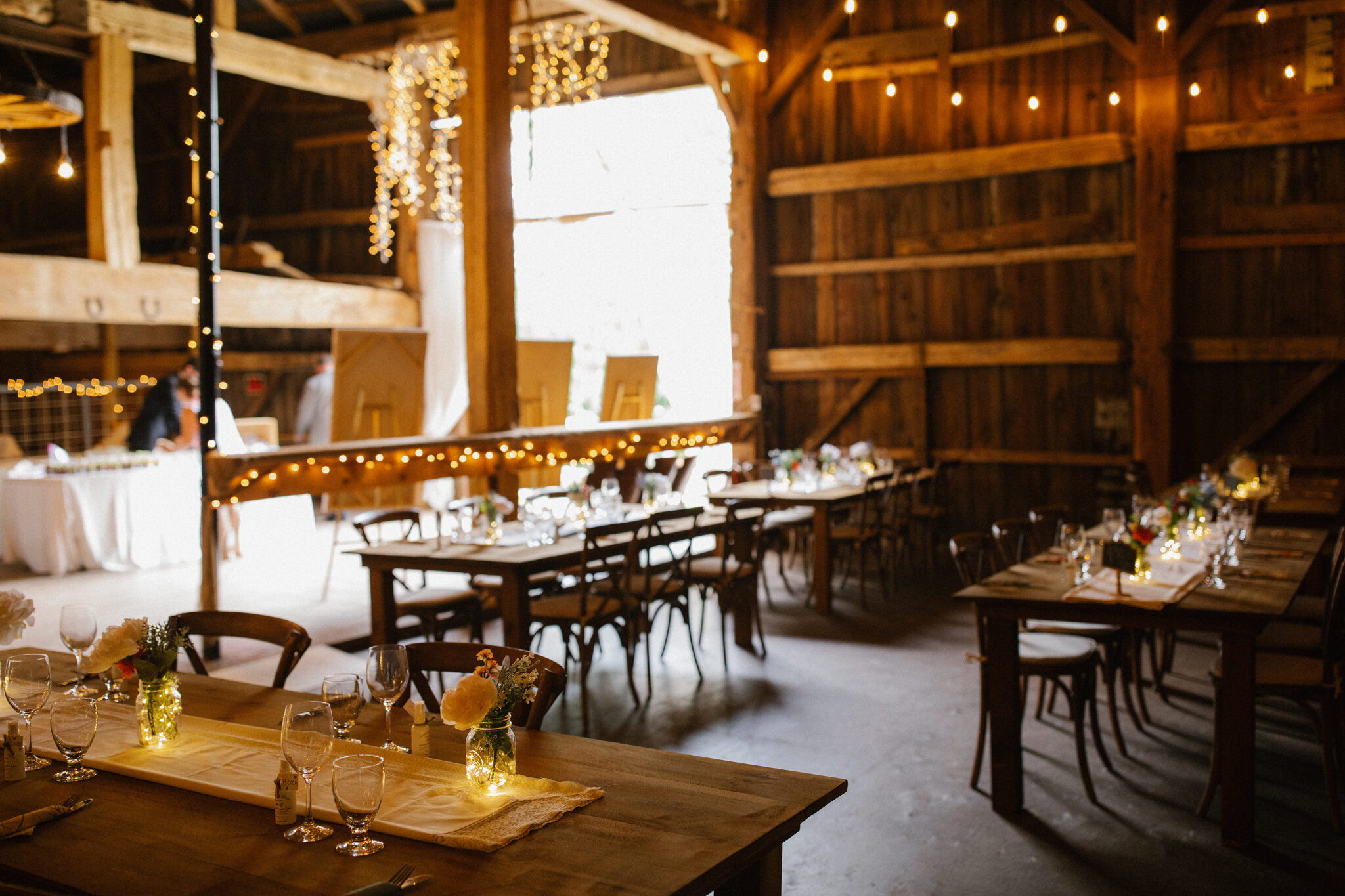 Grandma Lambe's Barn wedding venue twinkle lights