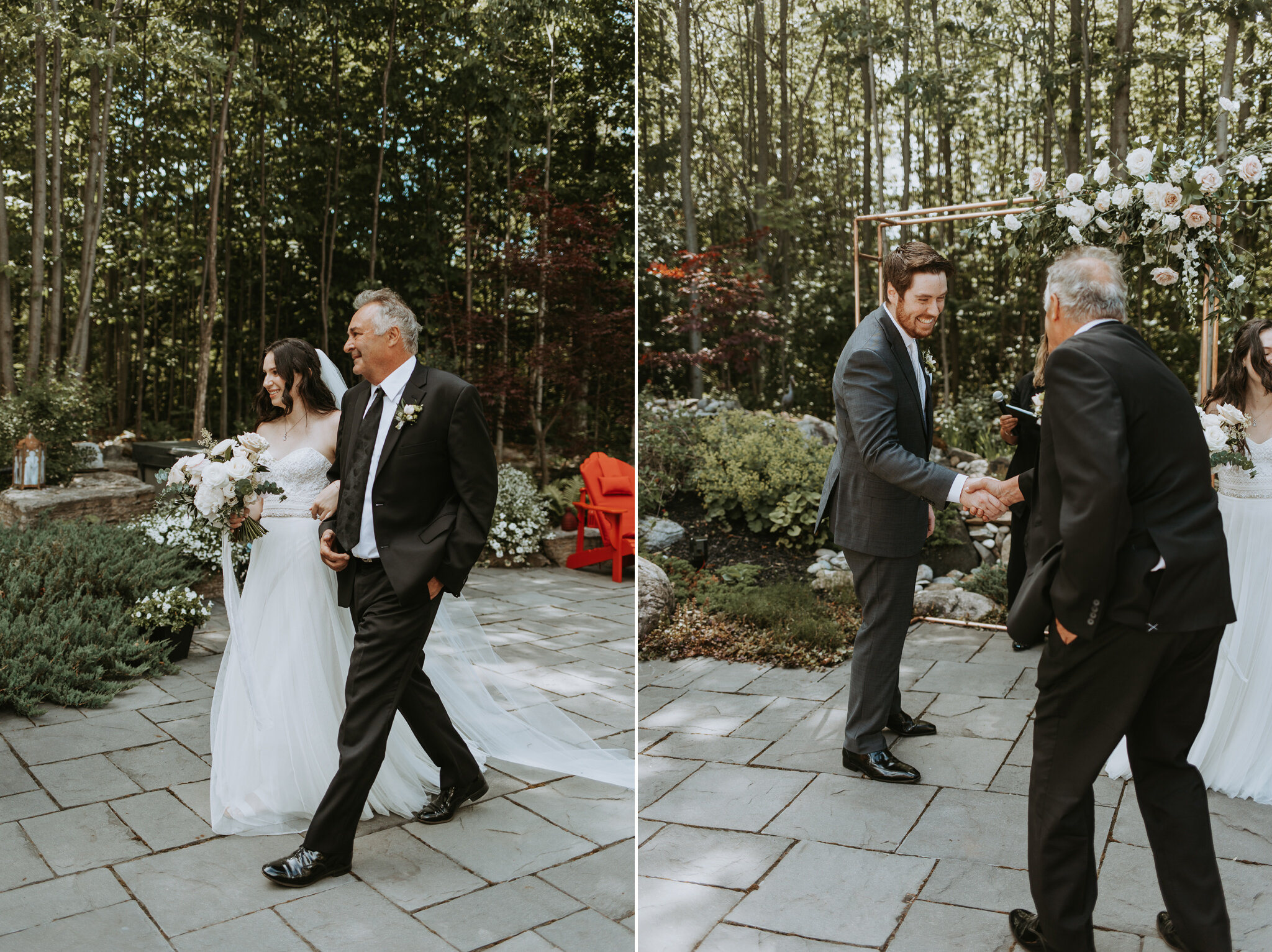Father walks bride down the aisle at outdoor Blue Mountains wedd