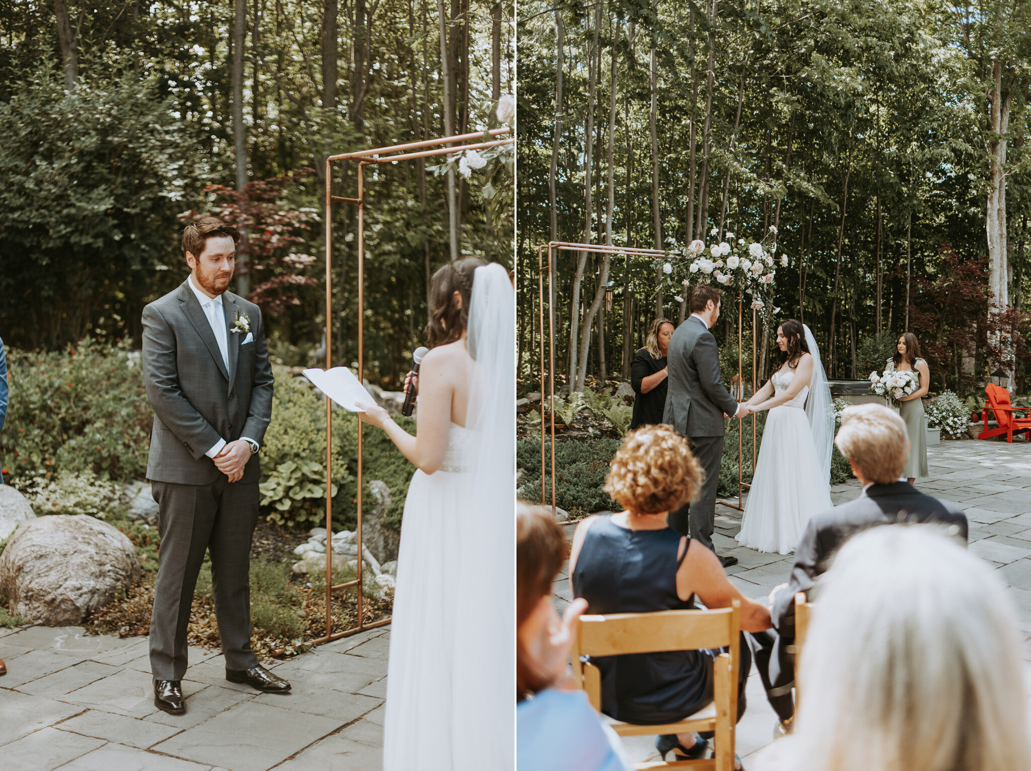 Outdoor Blue Mountains ceremony with copper arch