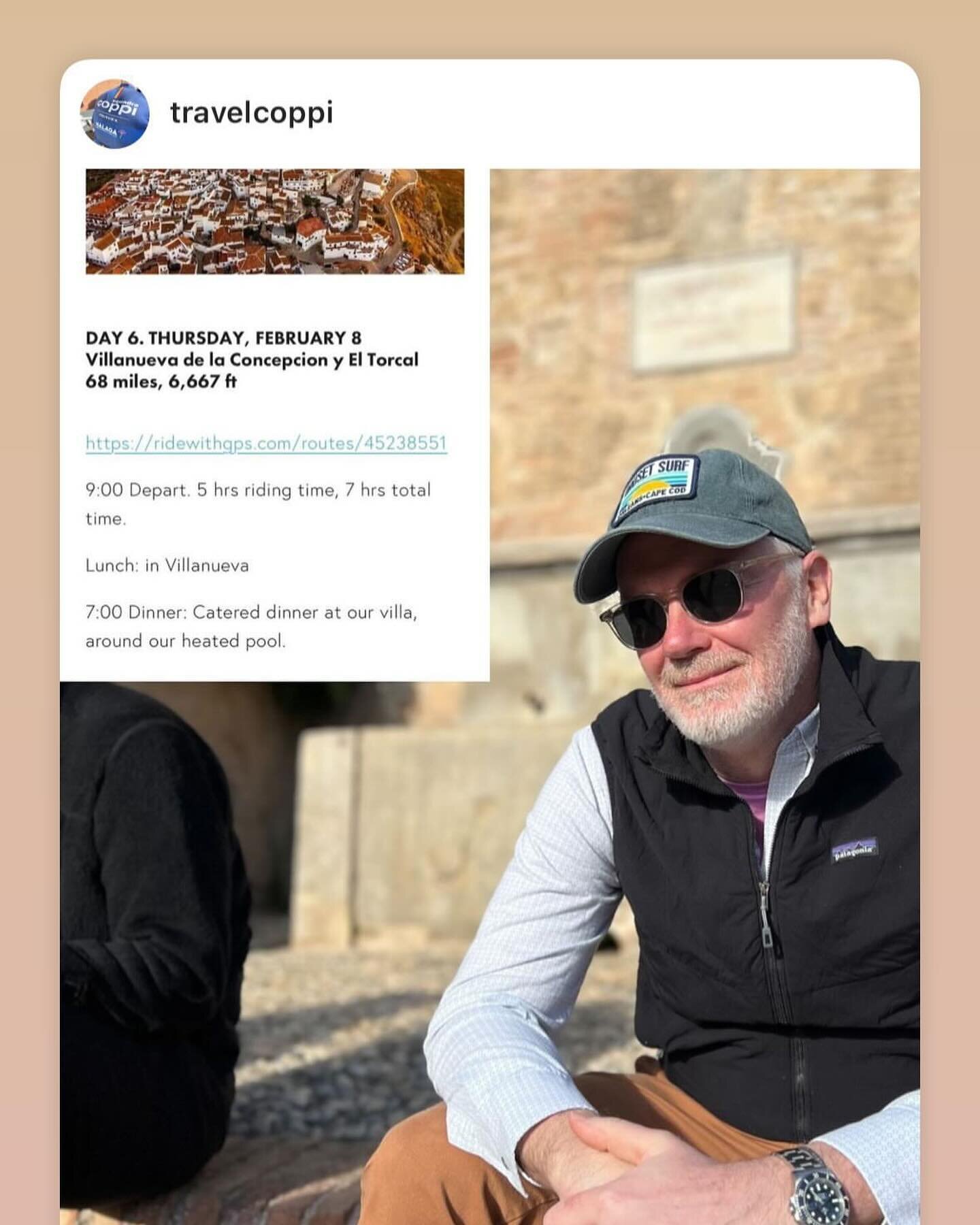 Devious? Enigmatic? Kind? What&rsquo;s behind those shades? @jgbutler chilling during a break on our Coppi Travel Malaga cycling trip - at the UNESCO heritage site, Alhambra