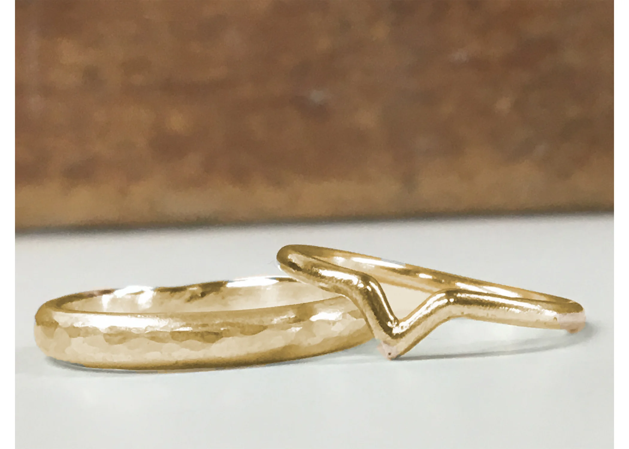 Handmade gold wedding rings for couple