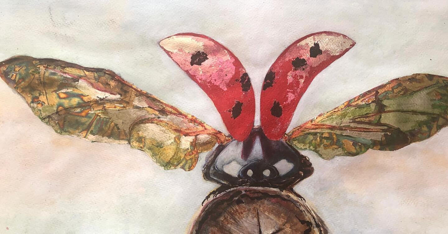 Working on the detail.  #ladybugart #insectsofinstagram #progressinthemaking #metalleafmagic