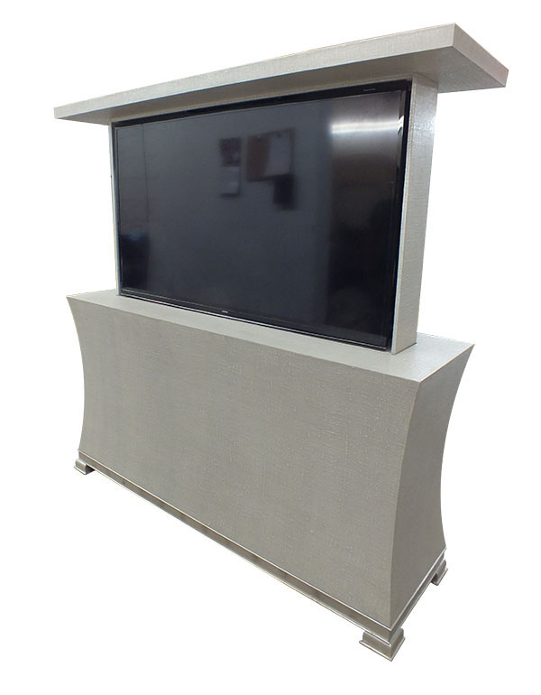 115 Linen And Silver Pop Up Tv Cabinet Custom Furniture 115 Linen And Silver Pop Up Tv Cabinet Custom Furniture