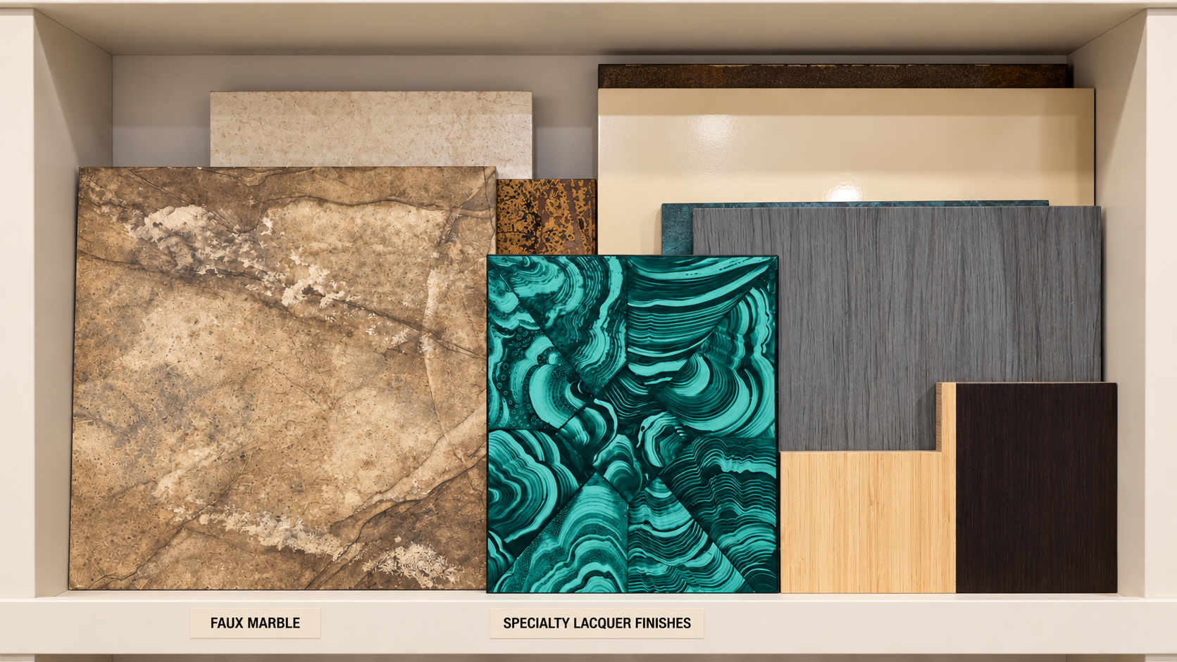 FAUX MARBLE & SPECIALTY LACQUER FINISH SAMPLES