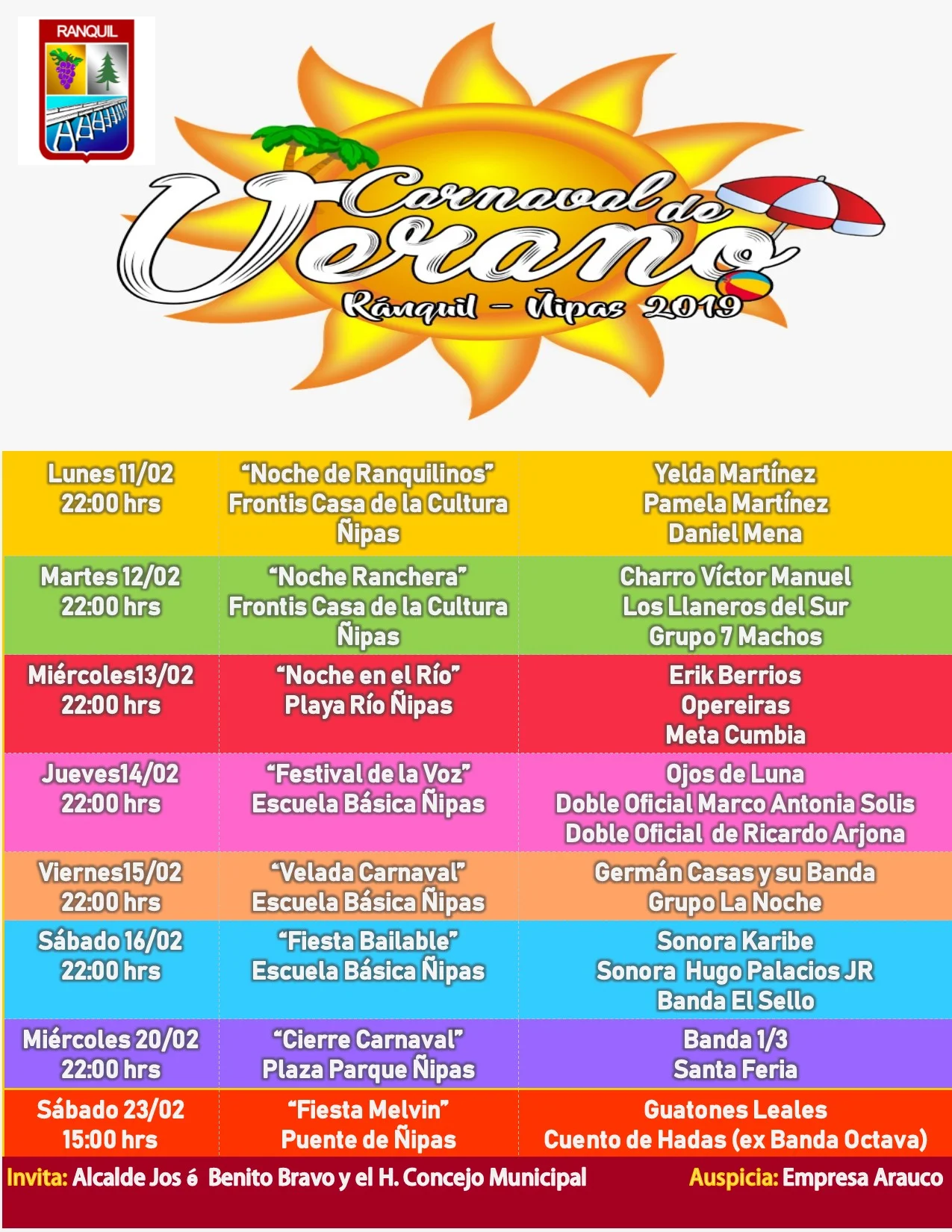 Viñas, río y patrimonio ofrece el tradicional “Carnaval de Verano” en Ránquil