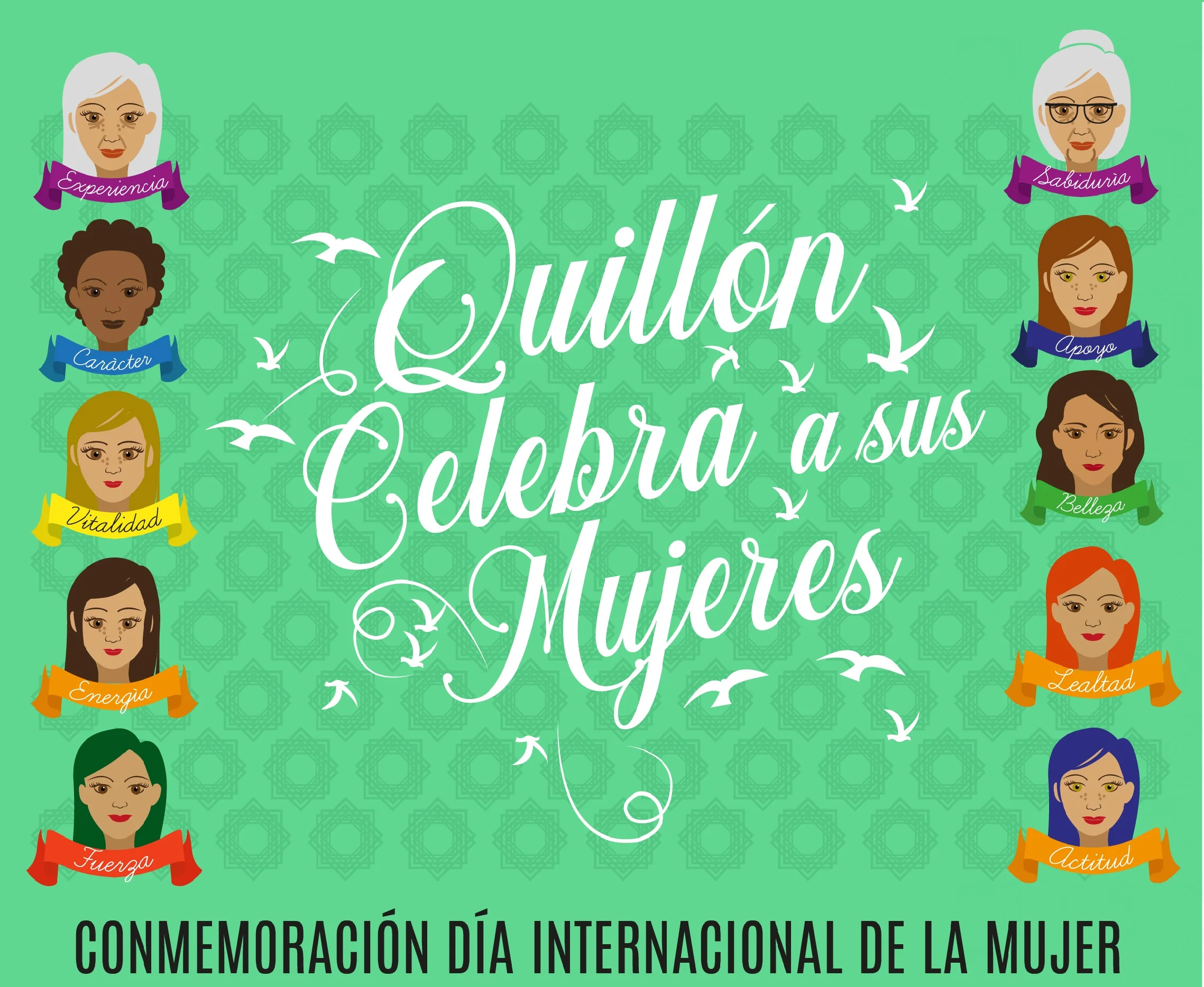 Quillón Festejara el Día de la Mujer, afiche de el dia de la mujer