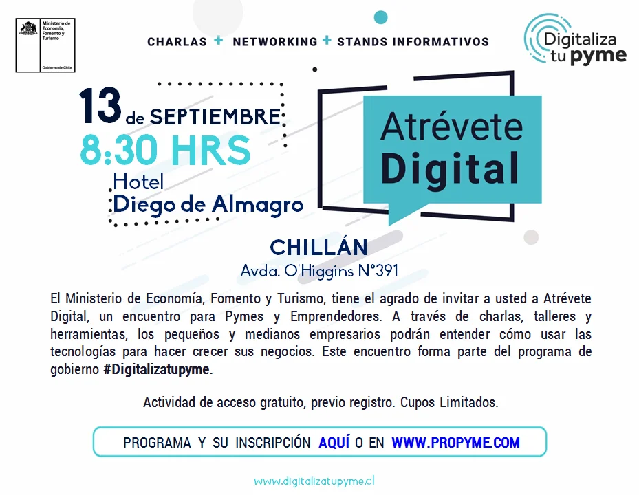 Pymes de la Región de Ñuble podrán conocer nuevas herramientas para digitalizar sus negocios
