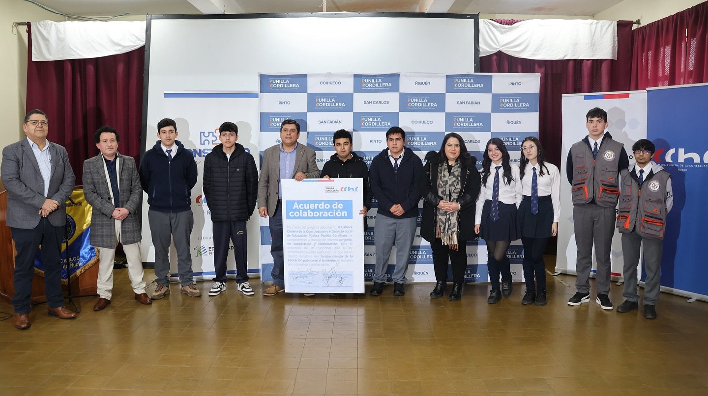 SLEP Punilla Cordillera firma acuerdo de colaboración con la CChC para fortalecer la educación TP en el territorio