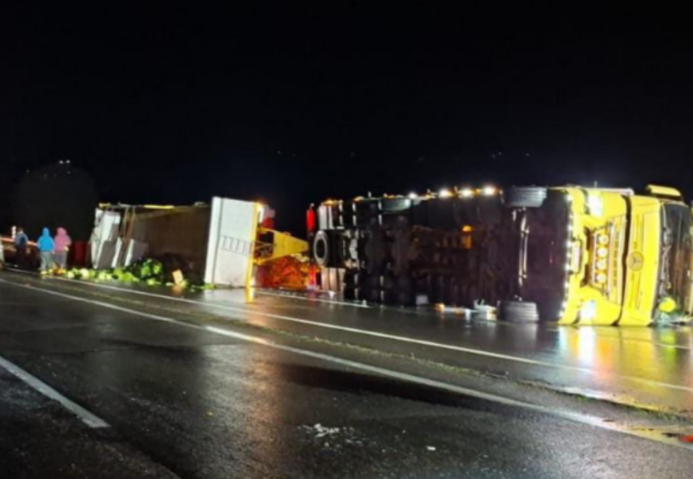 Camión vuelca en la Autopista Bosques del Itata y deja a dos personas lesionadas