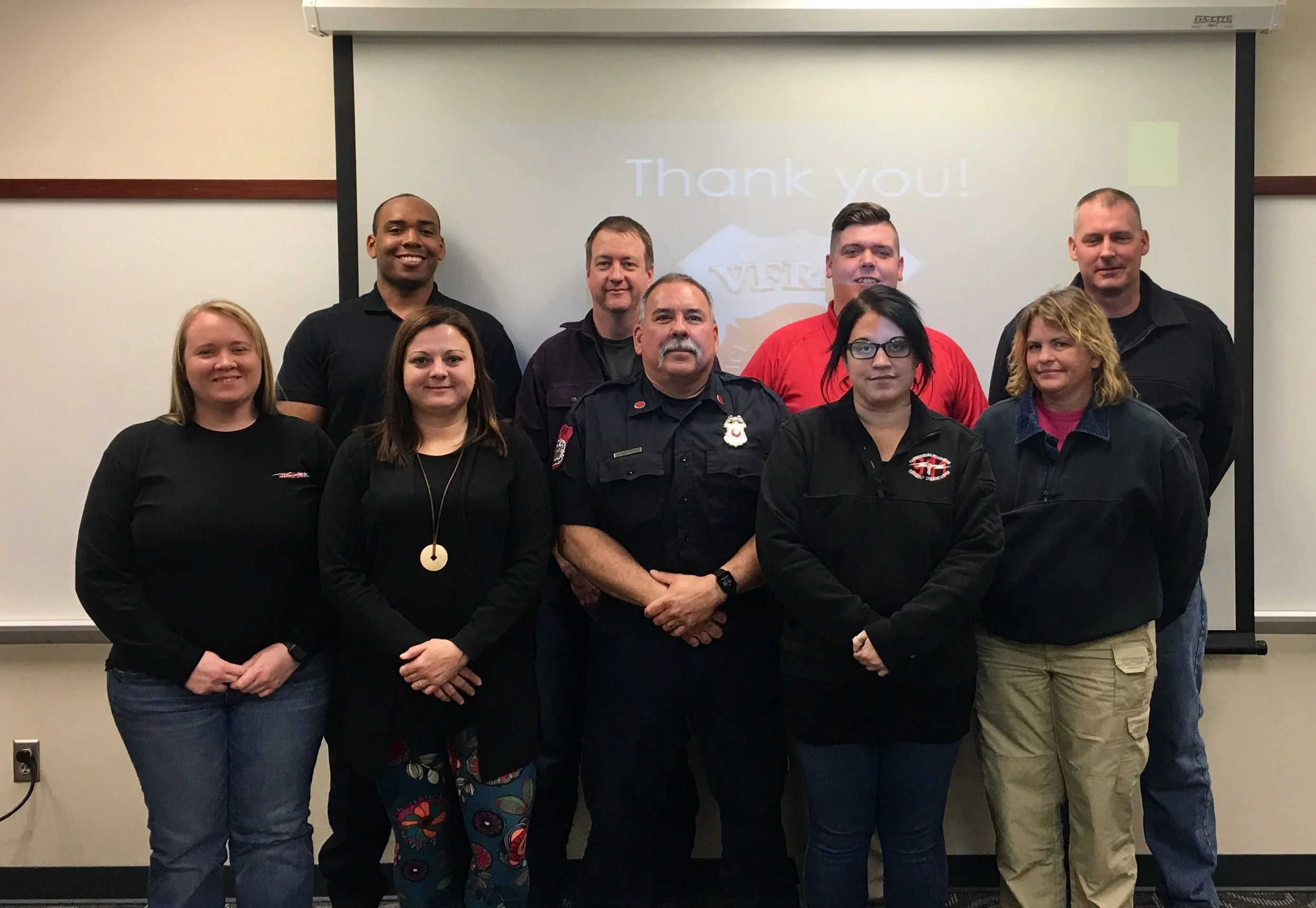 Members of Harrisonburg Fire Department, Harrisonburg Police Department, Rockingham County Fire Rescue, Harrisonburg-Rockingham Emergency Communications Center, and Staunton Fire Department Peer Support teams!