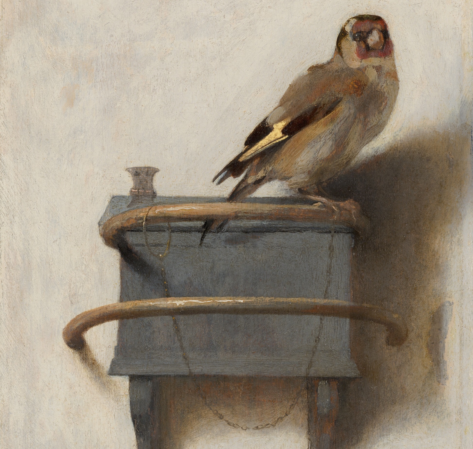 Carel Fabritius (1654) Goldfinch. Oil on panel. Mauritshuis collection, The Hague.