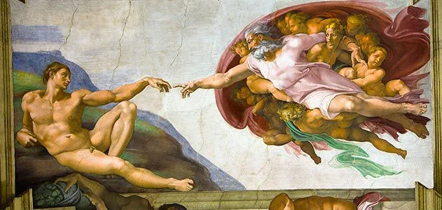 Michelangelo (1509-12) Creation of Adam (detail). Fresco. Sistine Chapel, Rome.