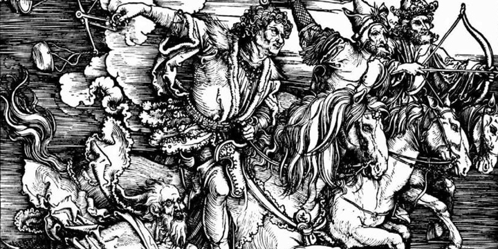 Albrecht Dürer (1497–98) Four Horsemen of the Apocalypse. Woodcut. The Metropolitan Museum of Art, New York.