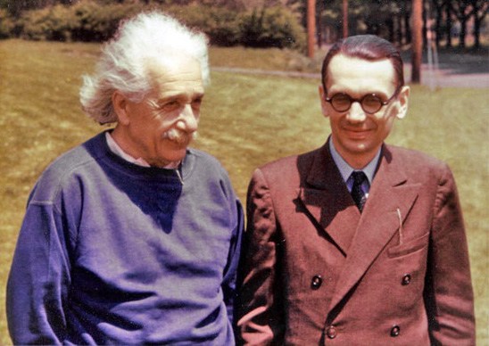 Einstein and Gödel on one of their regular walks in Princeton, New Jersey.