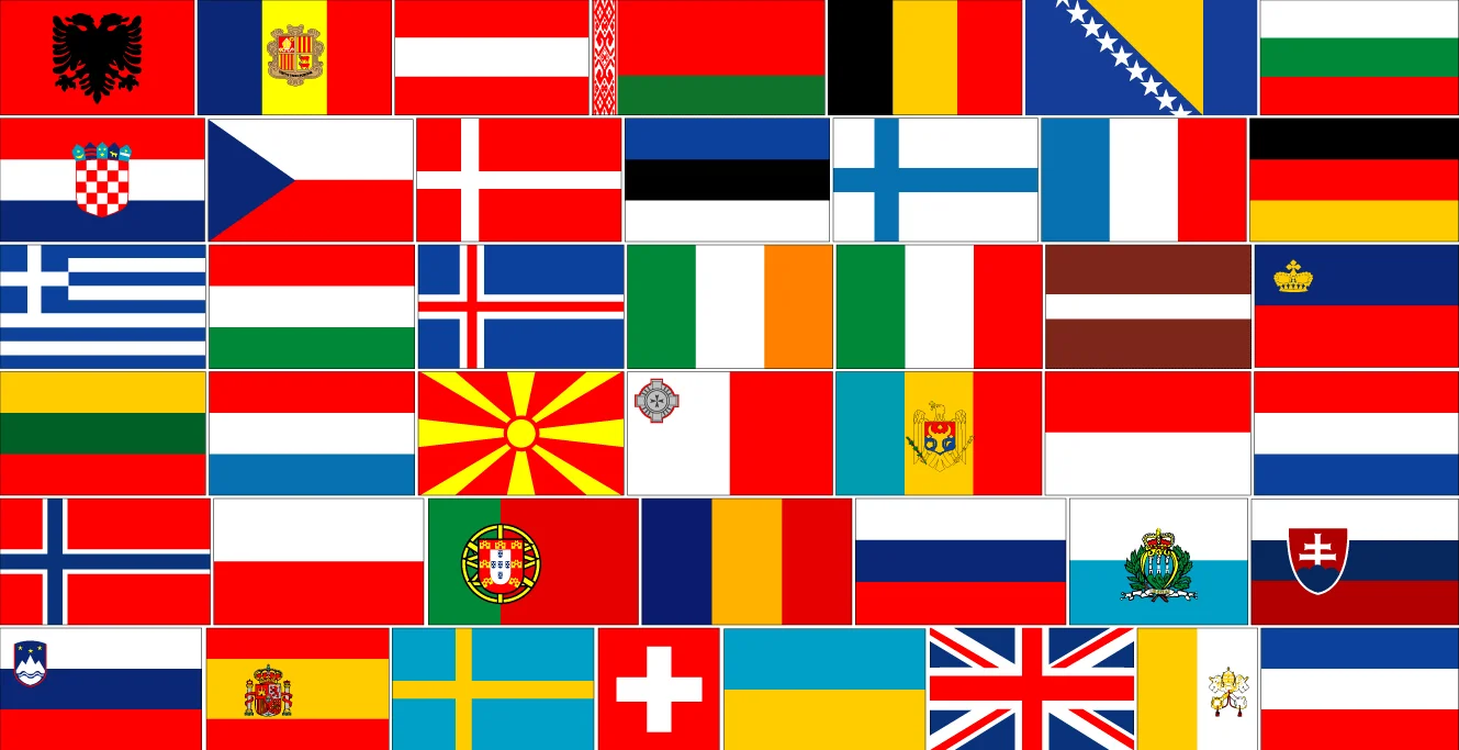 European flags. Image: GEOATLAS.com