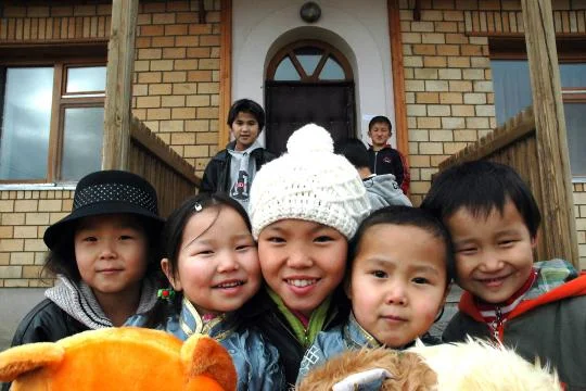 Five Mongolian children
