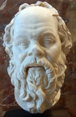 Portrait of Socrates, cast from a 4th Century B.C. bronze by Lysippos. Louvre, Paris.
