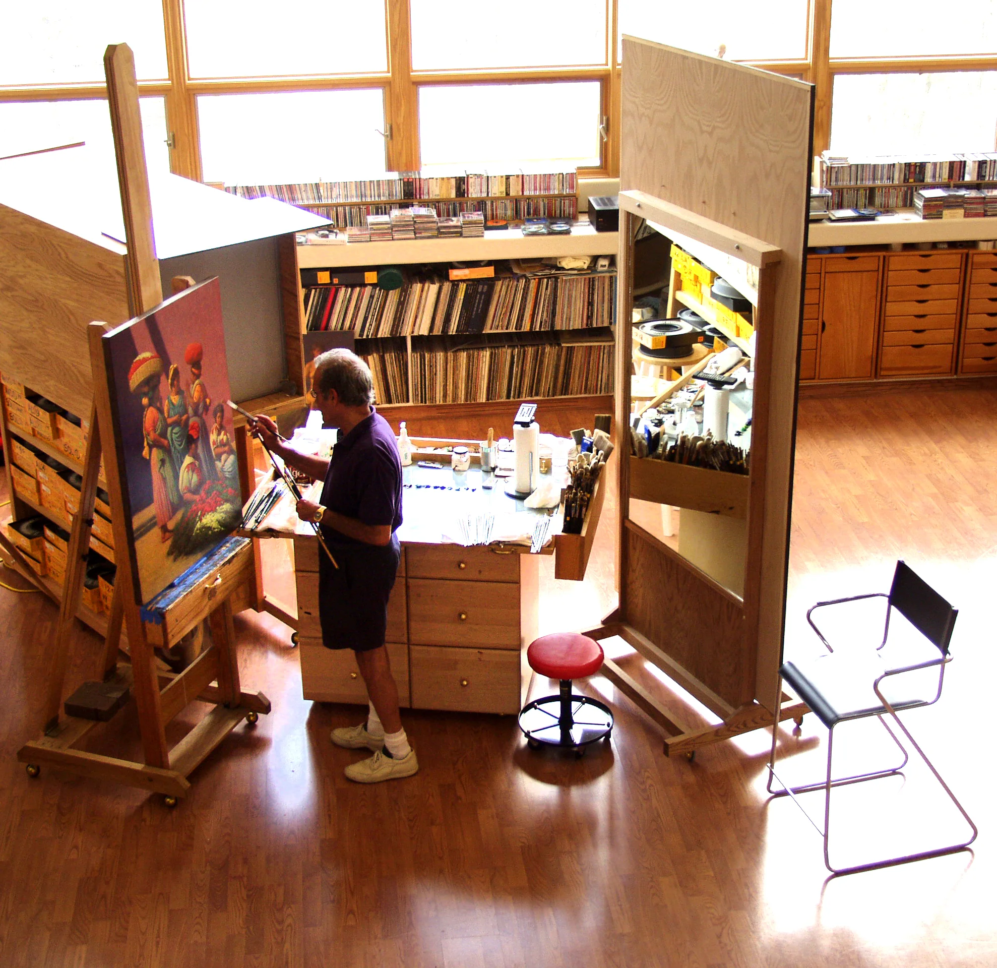 ELIAS RIVERA AT WORK IN STUDIO