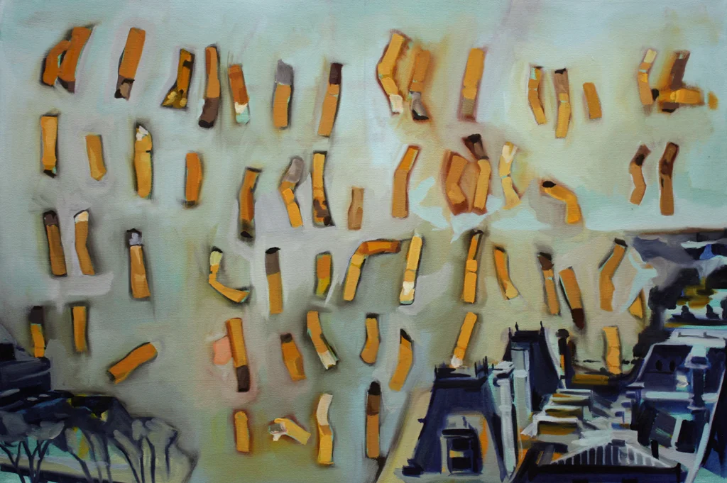 Smokestacks, oil on canvas, 24" x 36", 2010.