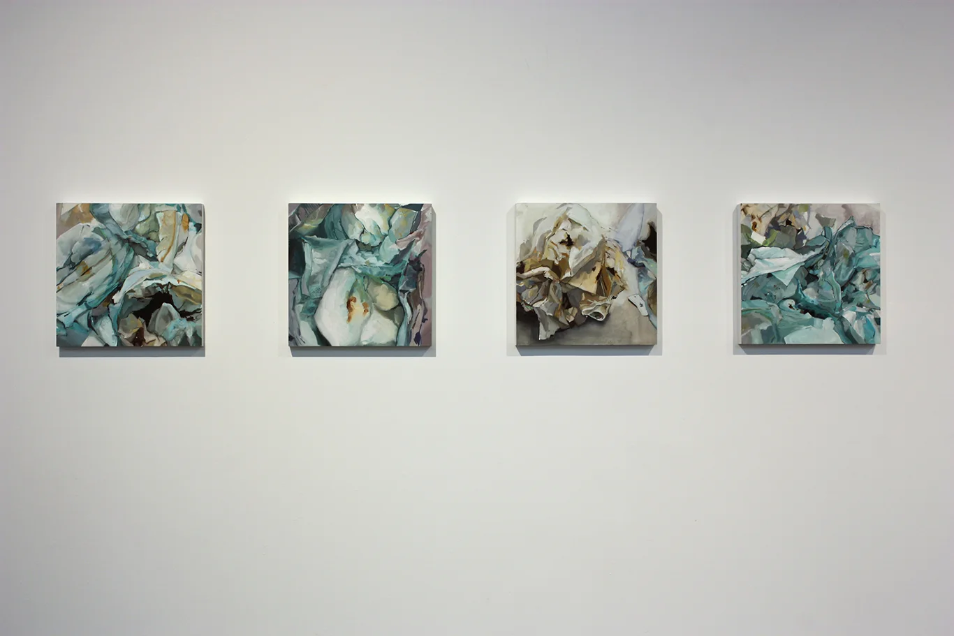 Small Disasters, oil on panel, 15"x 15" each, 2014.