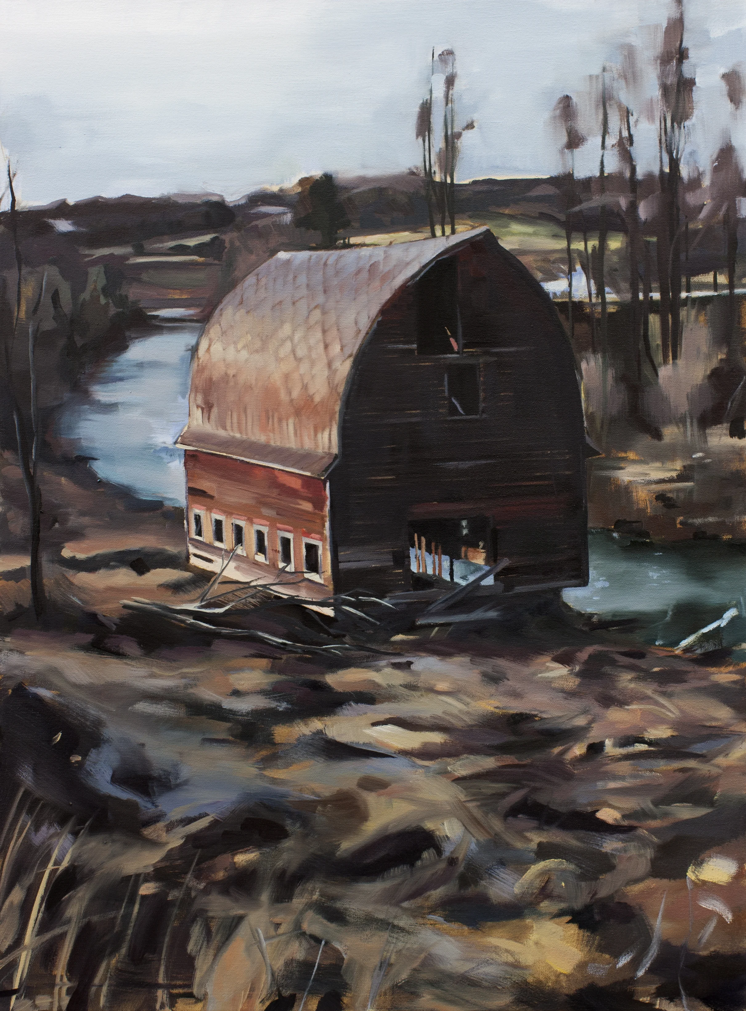 Is it the bridge between worlds that makes you feel alone? , oil on canvas, 30”x22”, 2019.