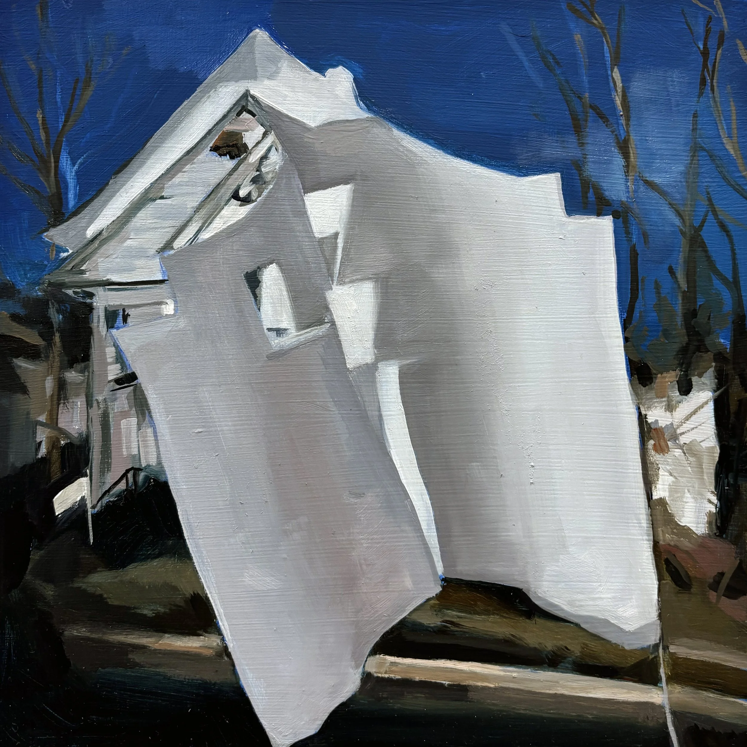   Shadow Cities I , oil on panel, 8"x8", 2026 