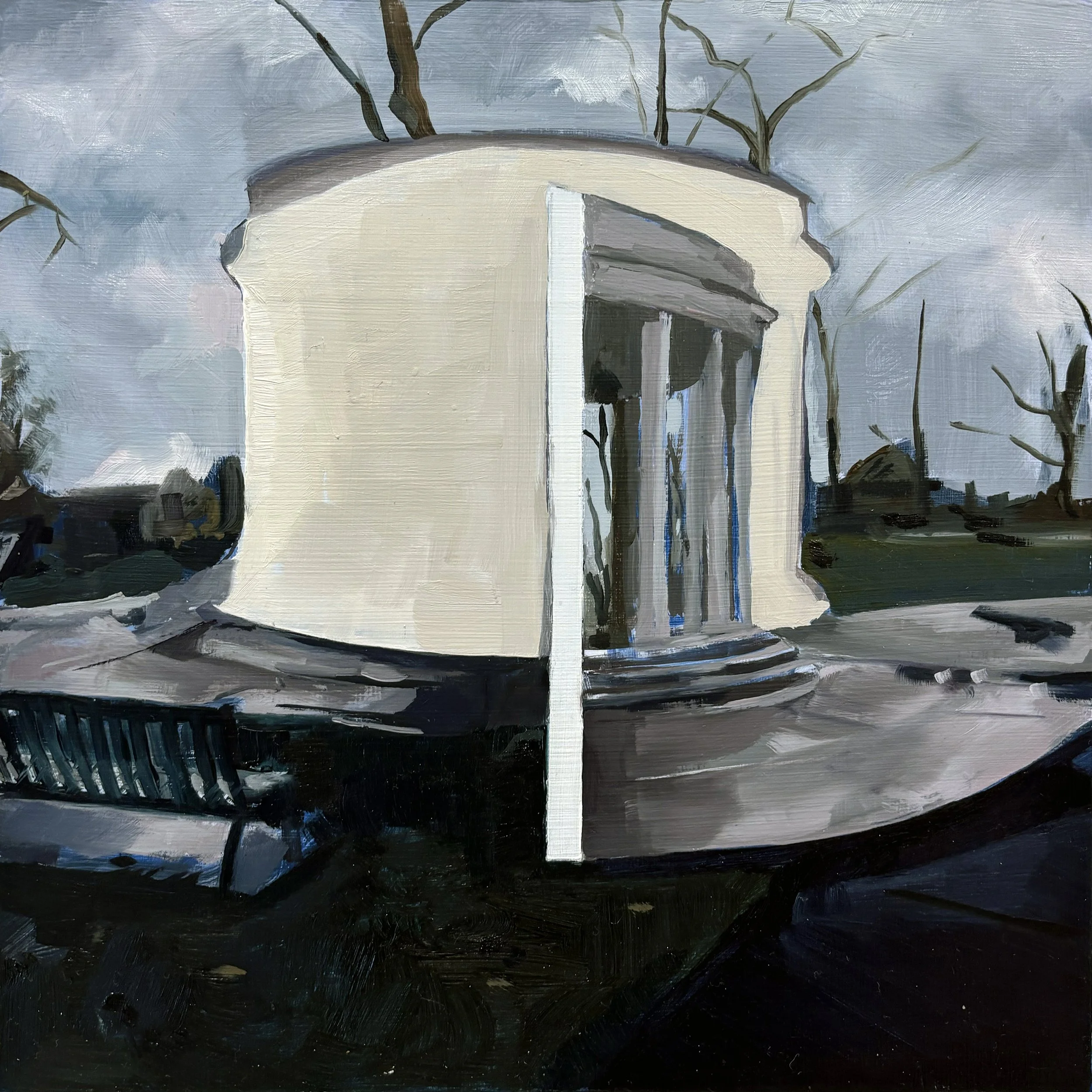   Shadow Cities II , oil on panel, 10x10, 2026 