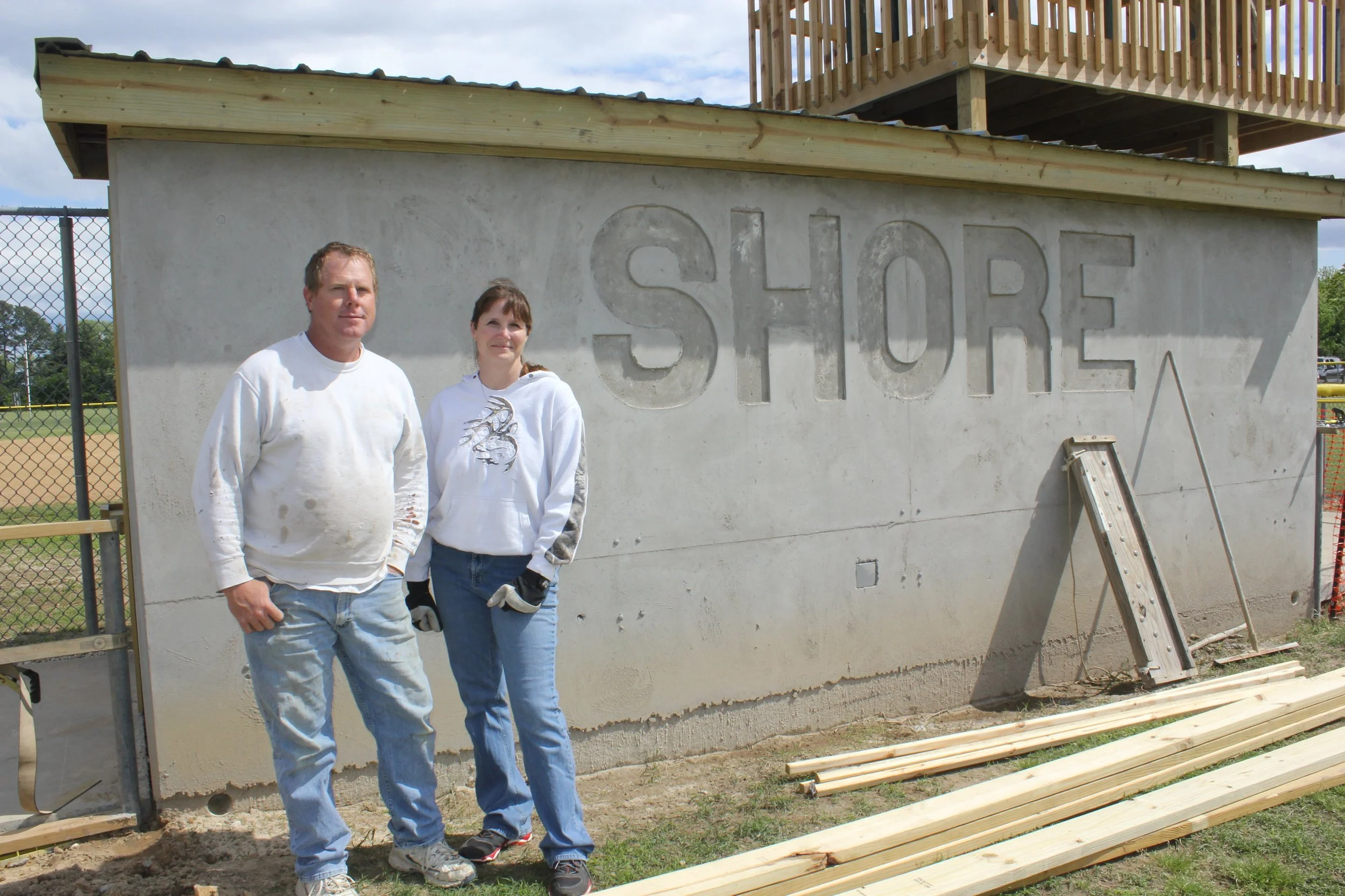 We love our volunteers!! Huge thank you to Thomas James and Michelle Ferebee for all the hours of work they dedicated to the construction of the new Shore Little League dug-outs. They look amazing! 