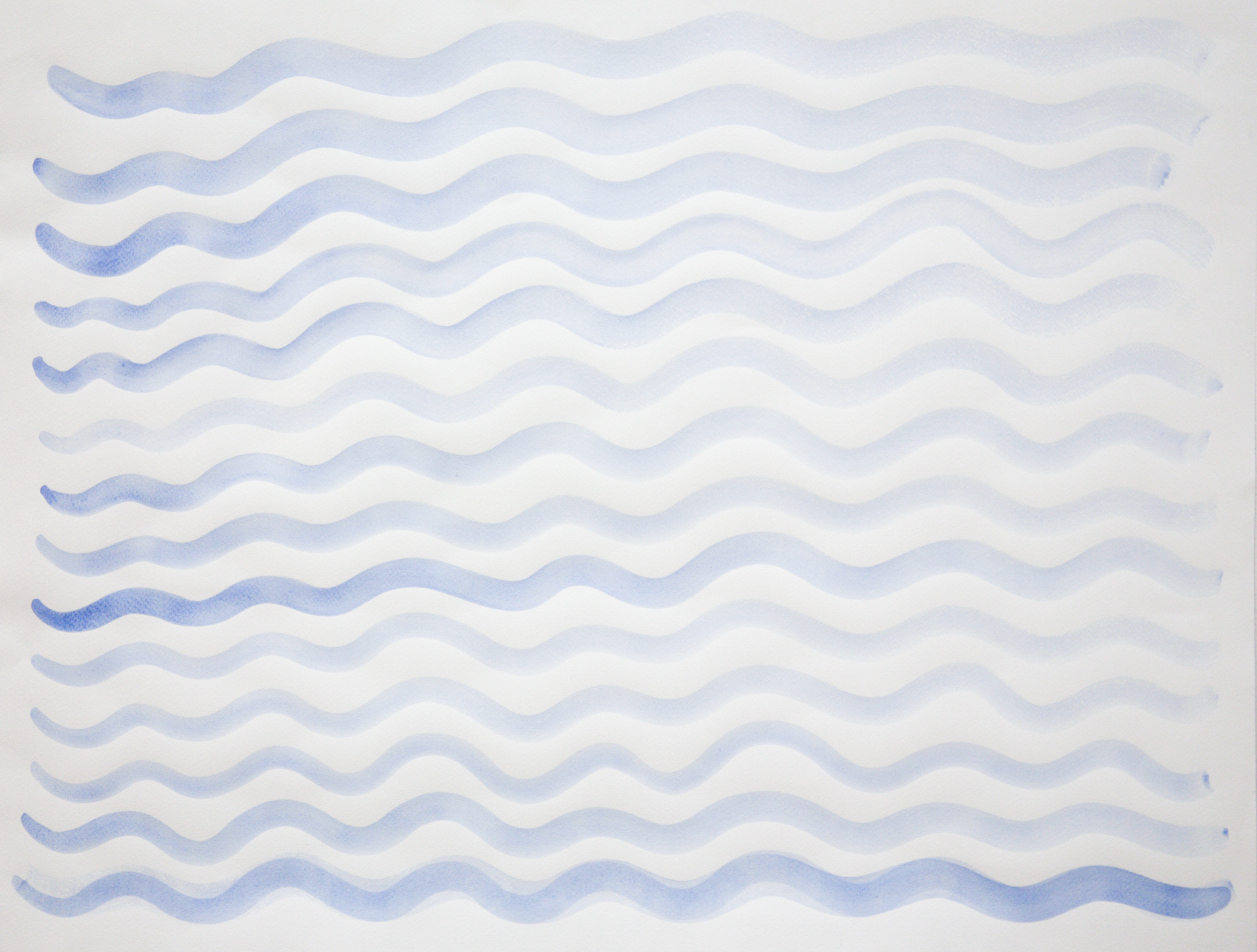 Blue Wavy Lines | Natural watercolor pigments on paper | 2017