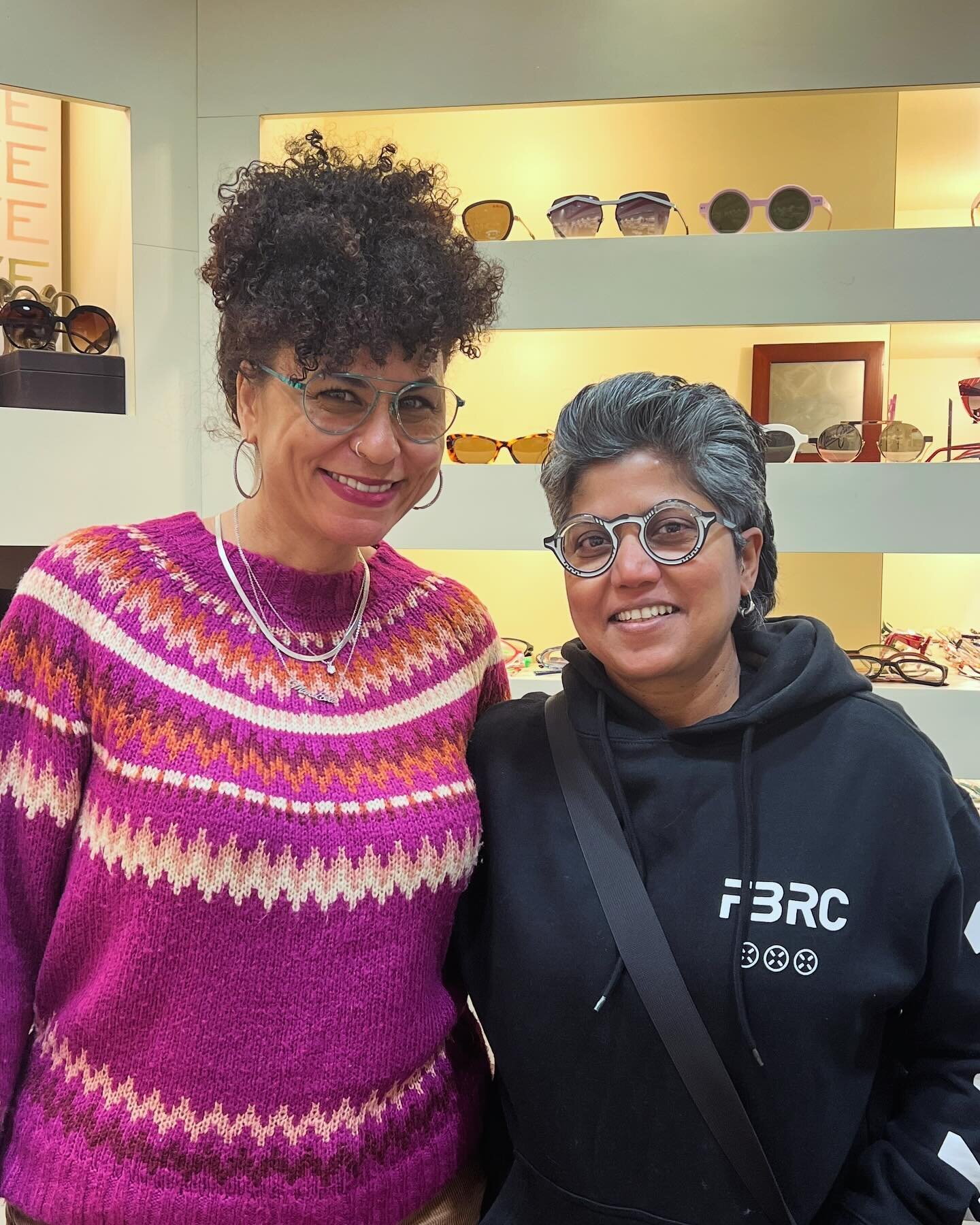 Mari Eva &amp; Queenie Mendes rocking brand new frames from Lindberg and Theo eyewear. What an amazing optical couple!! #Handmade #shopsmall