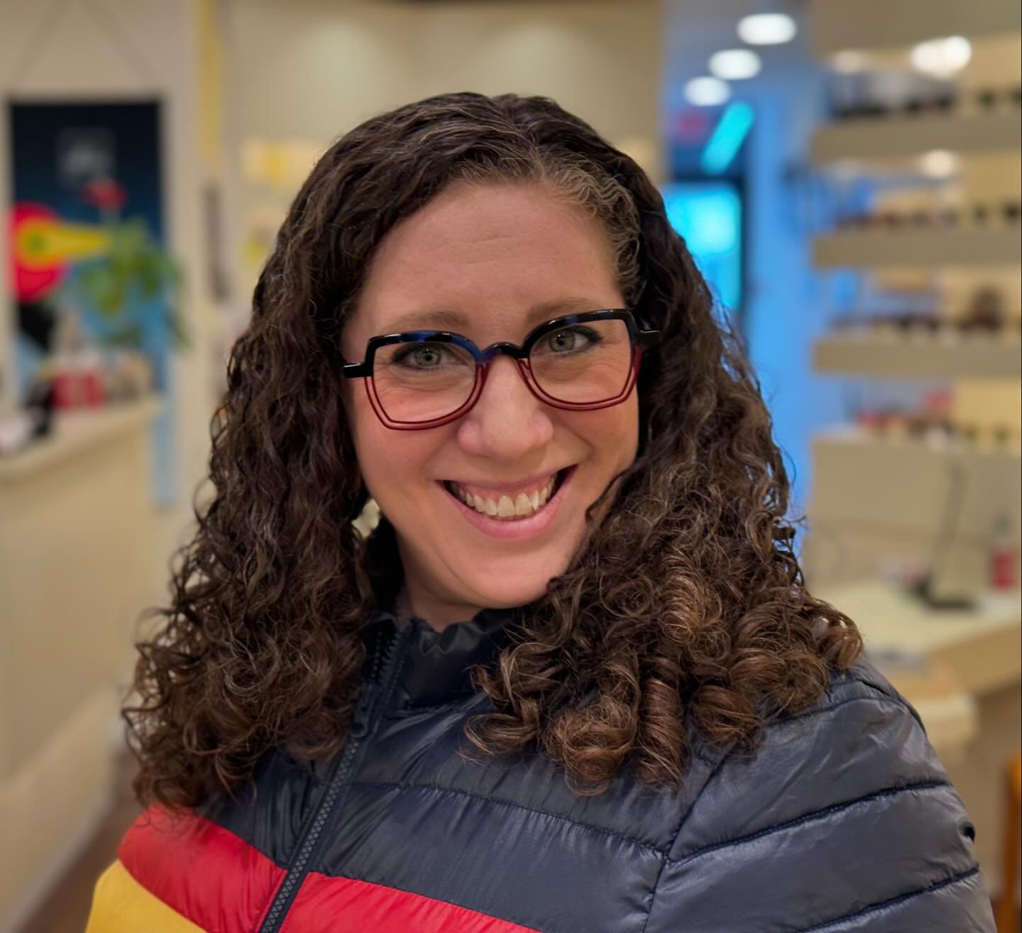 Sara looking amazing in her first pair of glasses from Eye Designs! She came for something &ldquo;different&rdquo; and left completely satisfied. #Theo #handmade #shoplocal #shopsmall #independent #independenteyewear