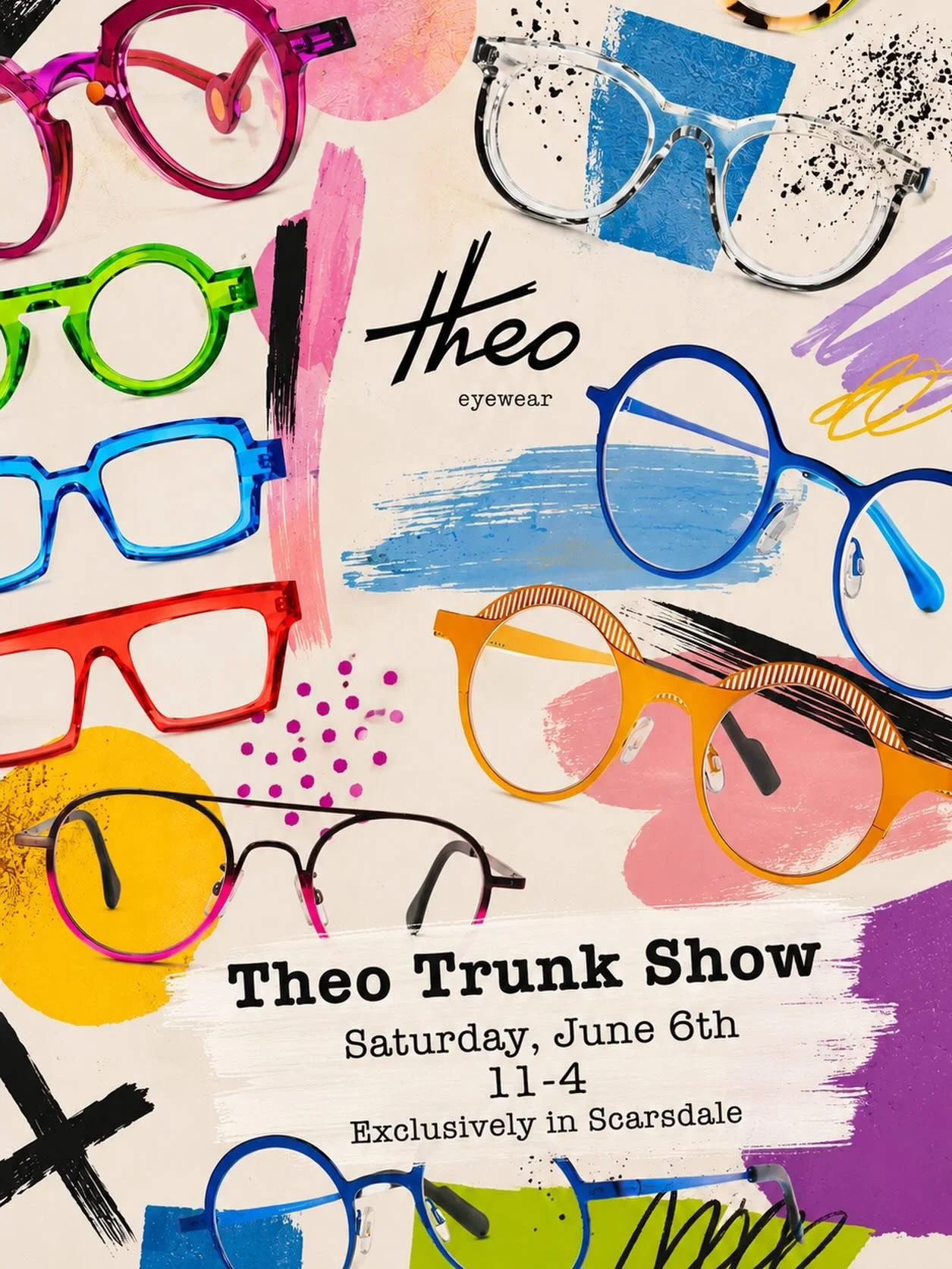 This Saturday!! Join us in Scarsdale for our annual Theo Trunk show featuring @theoeyewear and the photography skills of the one and only @stephbresh! Come have your photo taken while sampling the very best eyewear from Belgium!