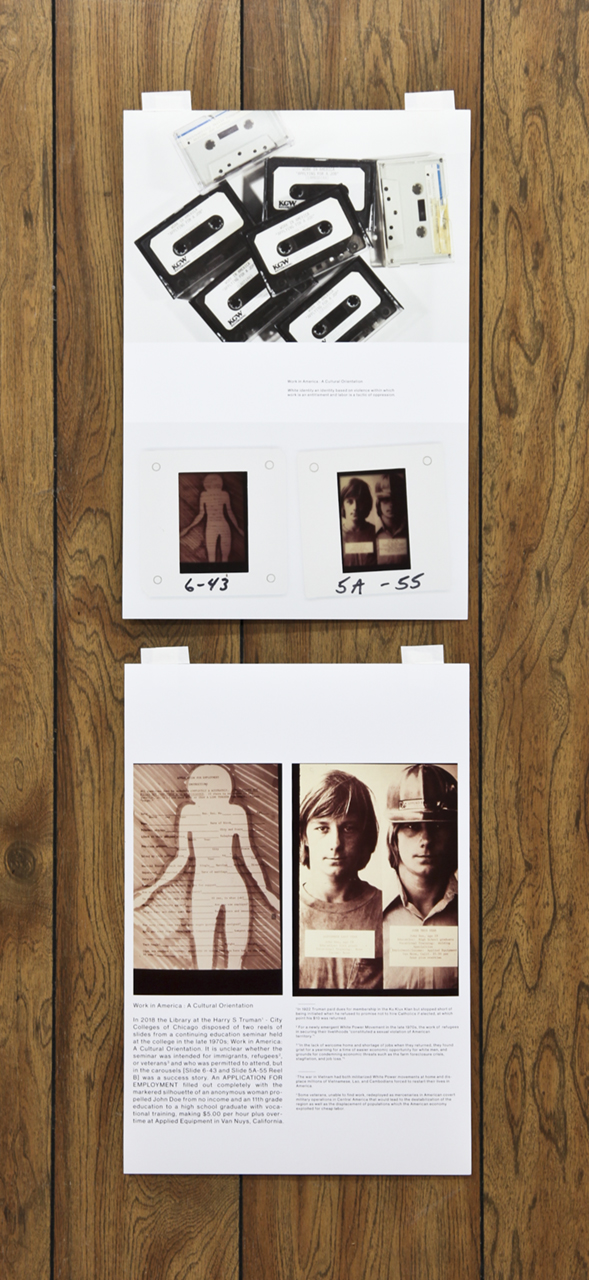Annie Zverina + Gonzalo Reyes Rodriguez “Work is Work” 2 inkjet prints “13x19” each, 2018
