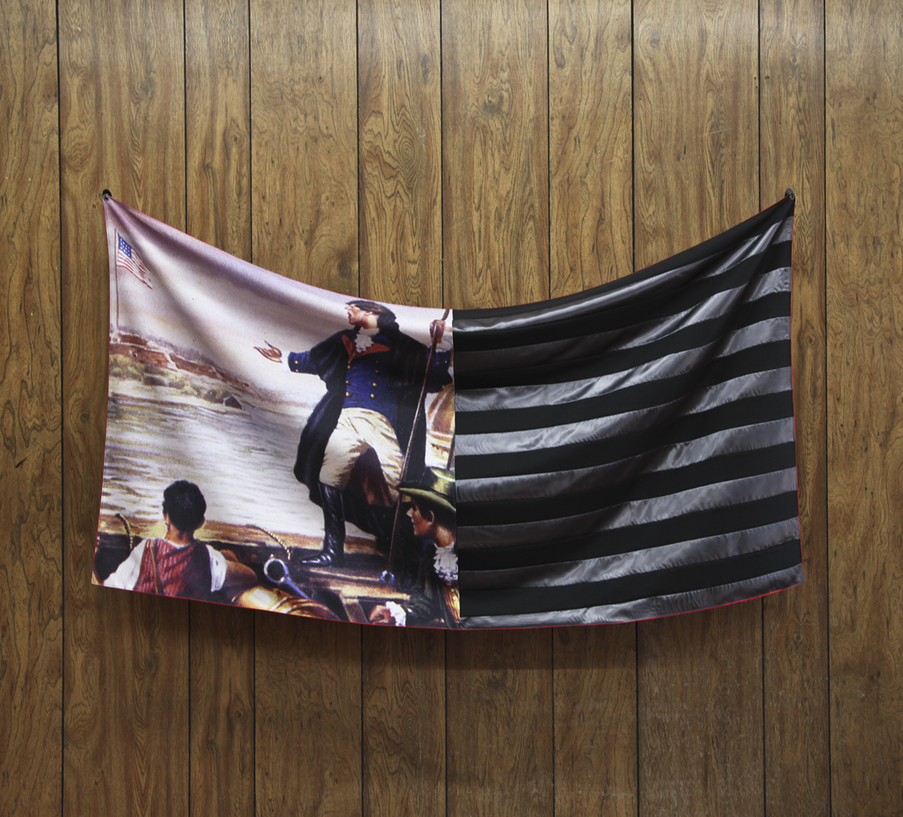 Bean Gilsdorf, Flag for Regarding Flags, 2011; polyester, wool suiting, satin; 35.5 x 57.5 in.